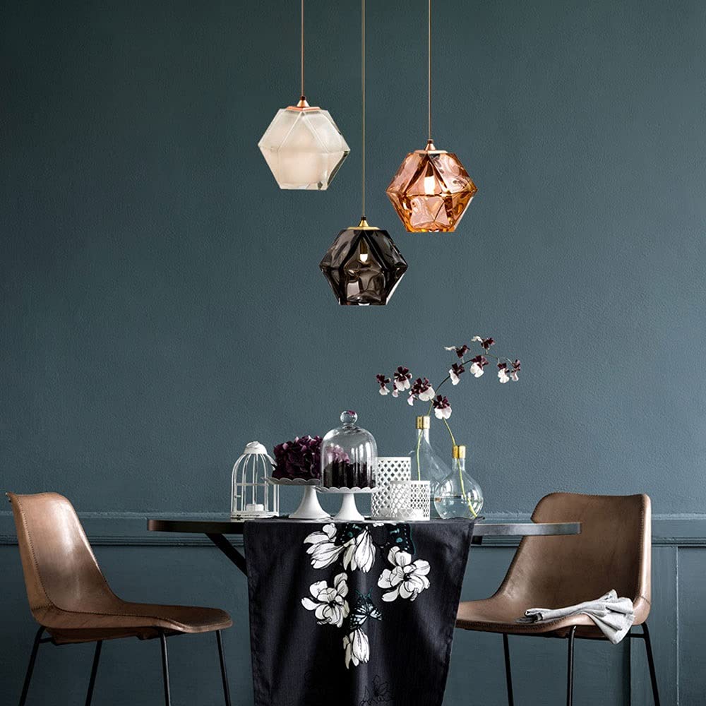 Nordic Mini Hanging Chandelier - Creative Glass Pendant Lighting Ceiling Lamp with E27 Base, Rose Gold Kitchen Island Light Fixture for Modern Dining Room & Living Room | Perfect for Home Decor, Restaurant Lighting, and Cozy Ambiance