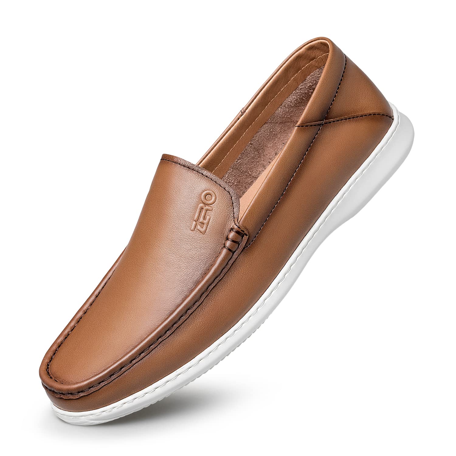 Premium Men's Brown Leather Loafers - Comfortable Slip-On Driving Shoes for Men | Size 22 | Casual Office Wear & Weekend Outings