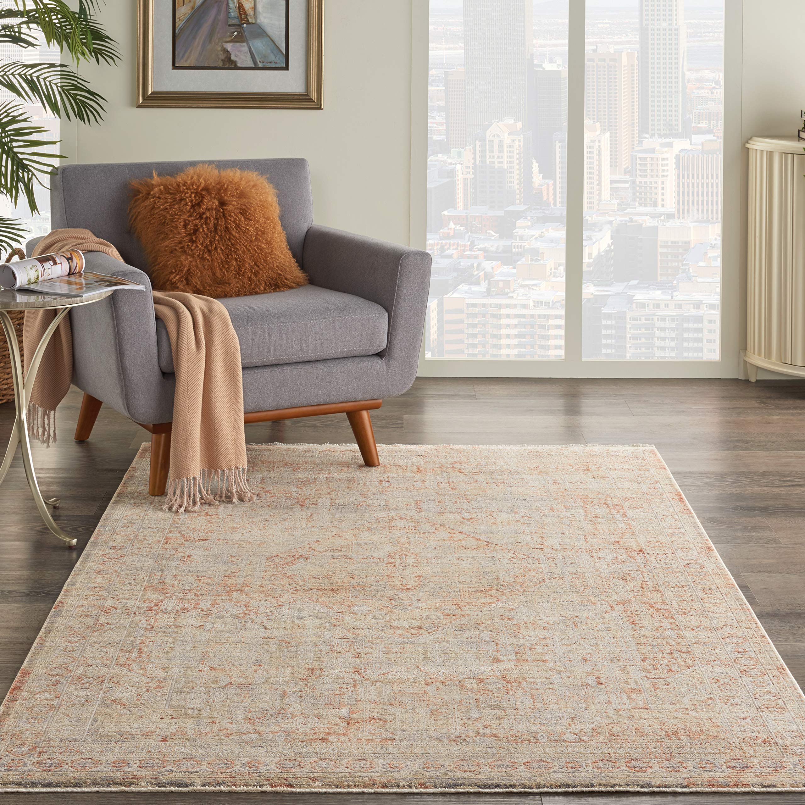 Nourison Silken Weave Vintage Grey/Brick 5'3