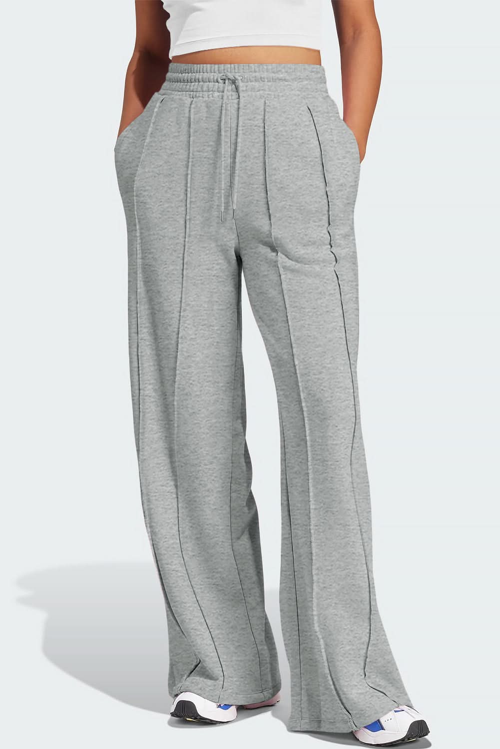 Stylish Gray Wide Leg Sweatpants for Women - Comfortable Lounge Pants for Yoga, Running & Casual Wear