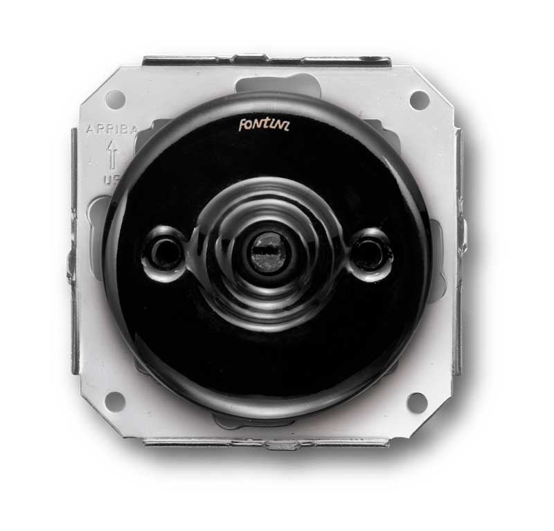 Black Porcelain Insert - Self-Resetting Signal Button Without Knob for Industrial Control Panels & Machinery Safety Systems