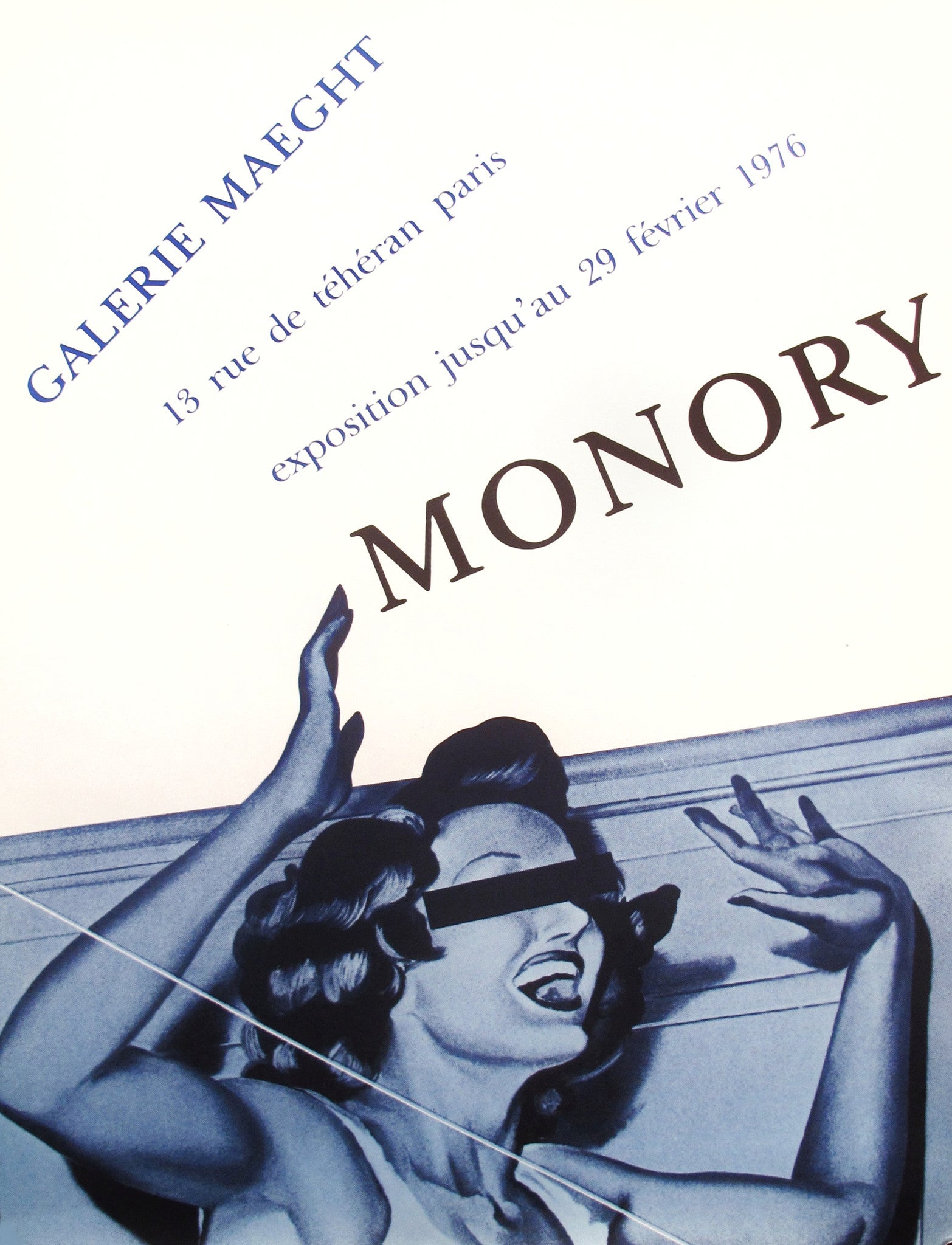Vintage 1976 French Monory Exhibition Poster - Anonymous Blue Woman Art Print - Perfect for Home Decor, Office & Art Gallery Display