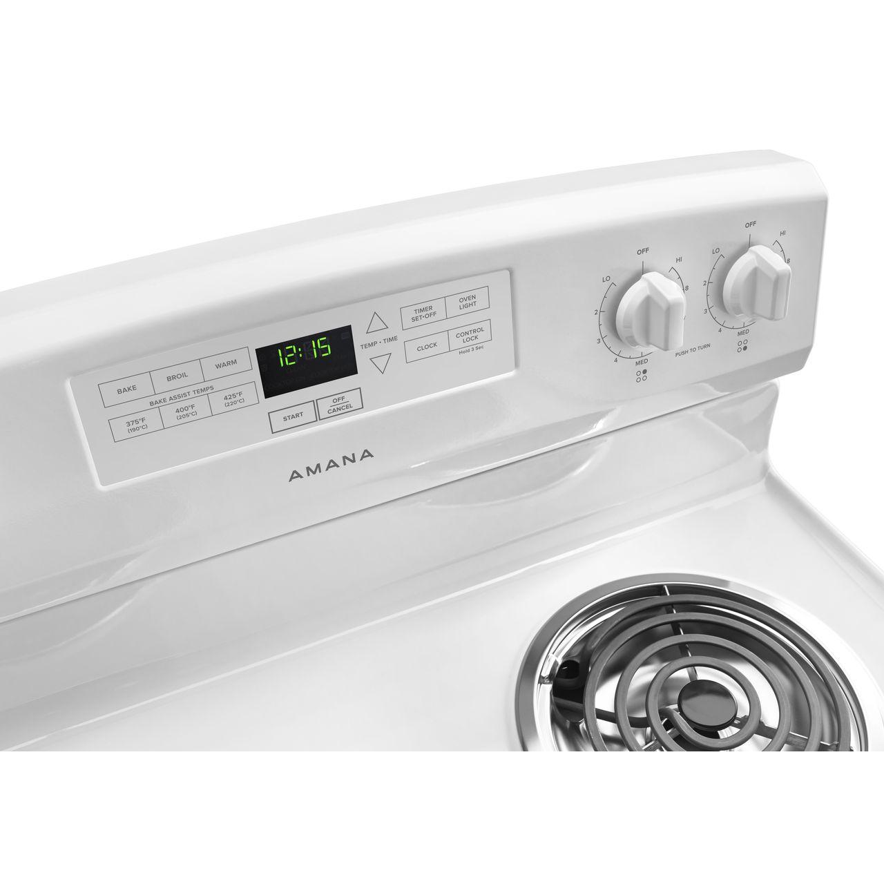 Amana 30 Inch Freestanding Electric Range YACR4303MFW - Perfect for Home Kitchens, Apartments & Small Spaces