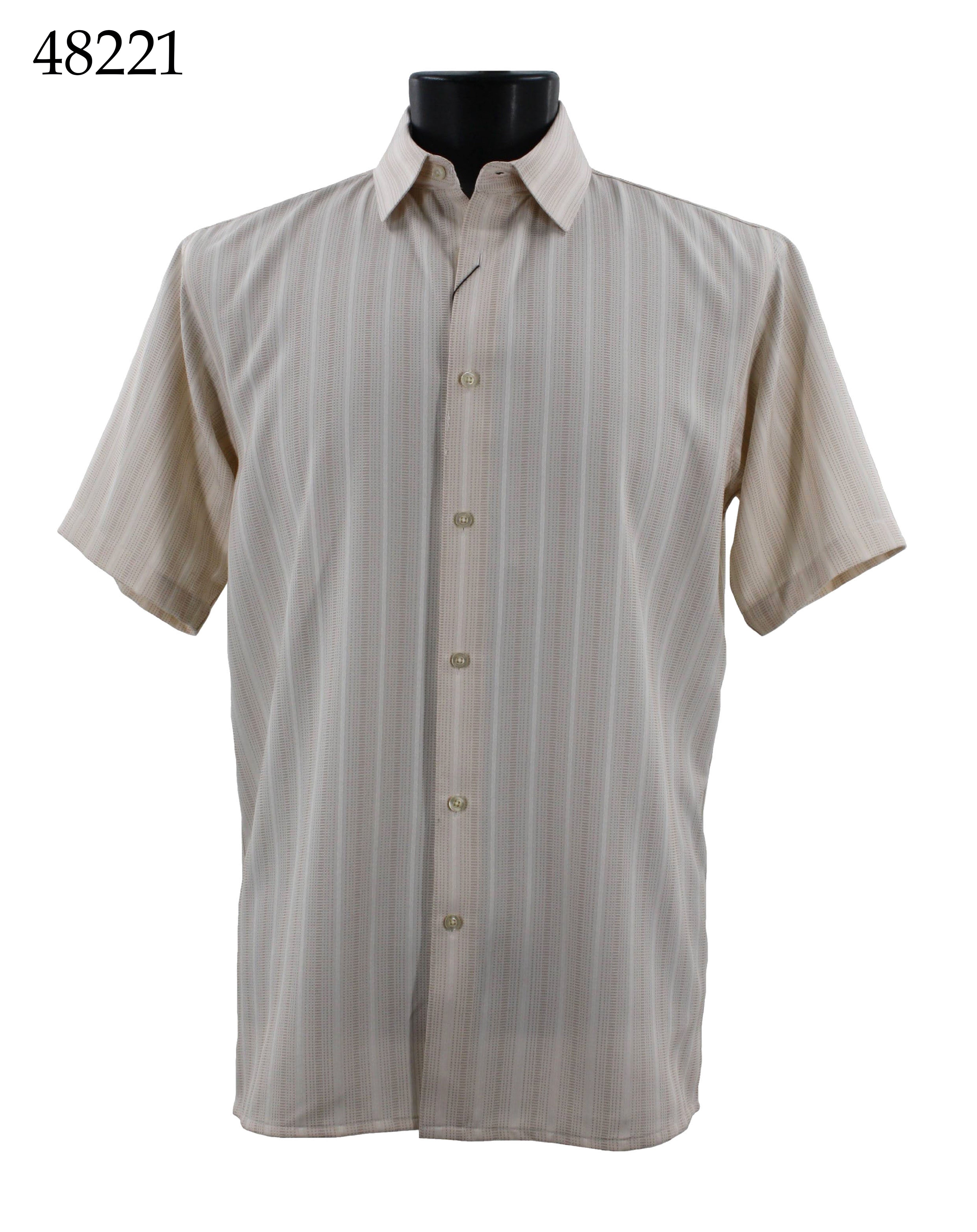 Bassiri Men's Short Sleeve Casual Shirt 48221 - Breathable Cotton Comfort Fit for Summer, Outdoor, and Business Casual Wear