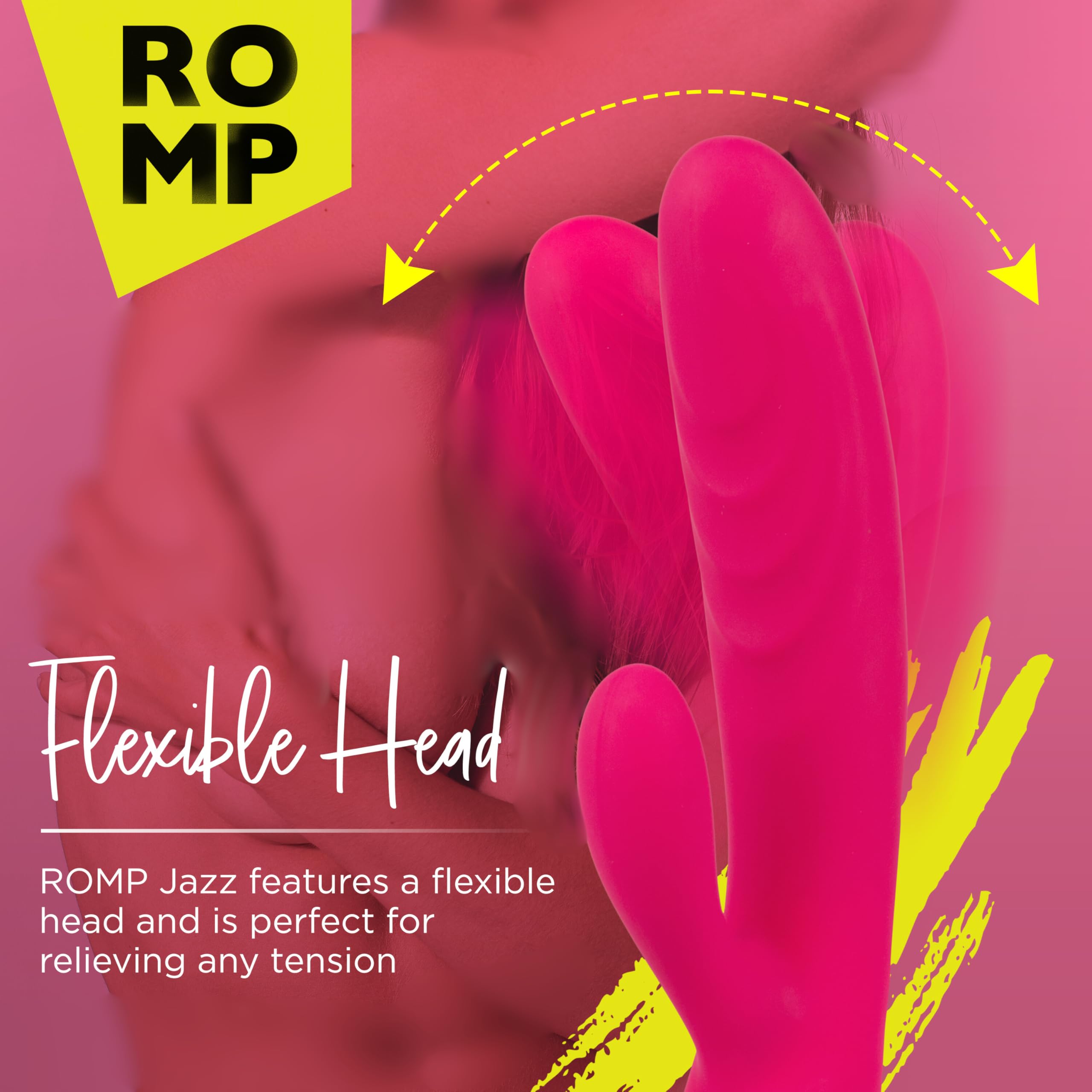 ROMP Jazz Rabbit Vibrator - 6 Speed G Spot & Clitoral Stimulator for Women | Waterproof Flexible Silicone Dildo | Adult Sex Toys for Couples | Perfect for Solo Play & Romantic Nights | Red