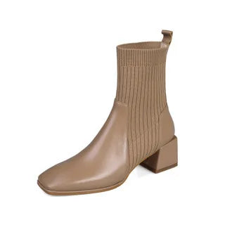 2023 Women's Fashion Knitted Ankle Boots Slip-On High Heel Shoes Size 43 - Winter & Autumn Casual Wear, Office Outfits, and Evening Parties
