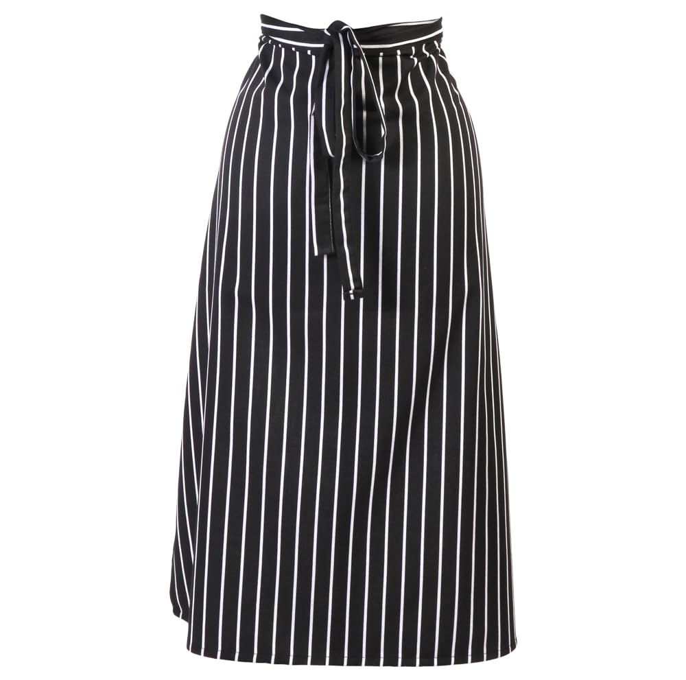 Mercer Culinary M61130BCS Genesis Bistro Apron - Black & White Chalk Stripe - Premium Waist Apron for Chefs, Bartenders & Waitstaff - Ideal for Restaurants, Cafes & Home Cooking