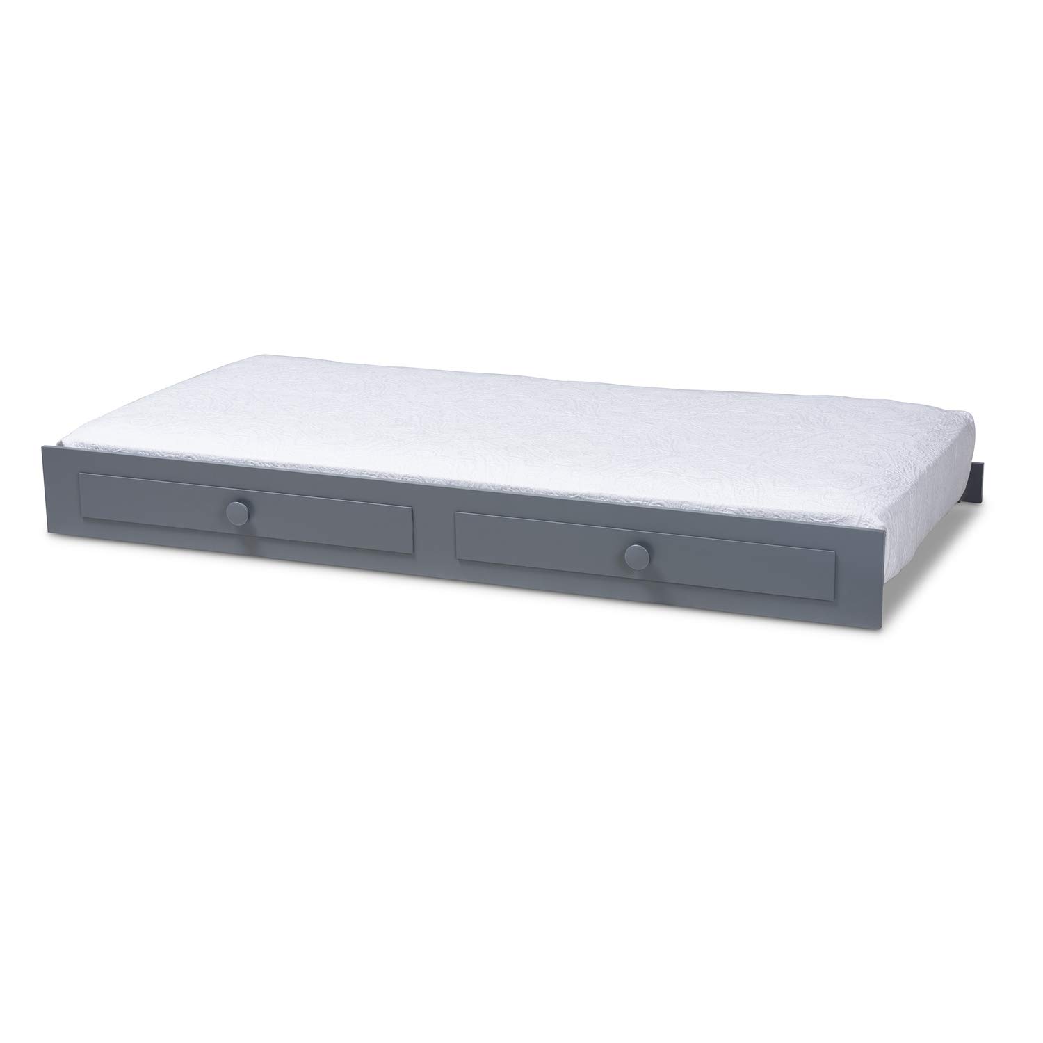 Baxton Studio Cintia Grey Wood Twin Size Bed with Trundle - Modern Wooden Daybed with Pull-Out Trundle for Guest Room, Small Space & Kids Bedroom