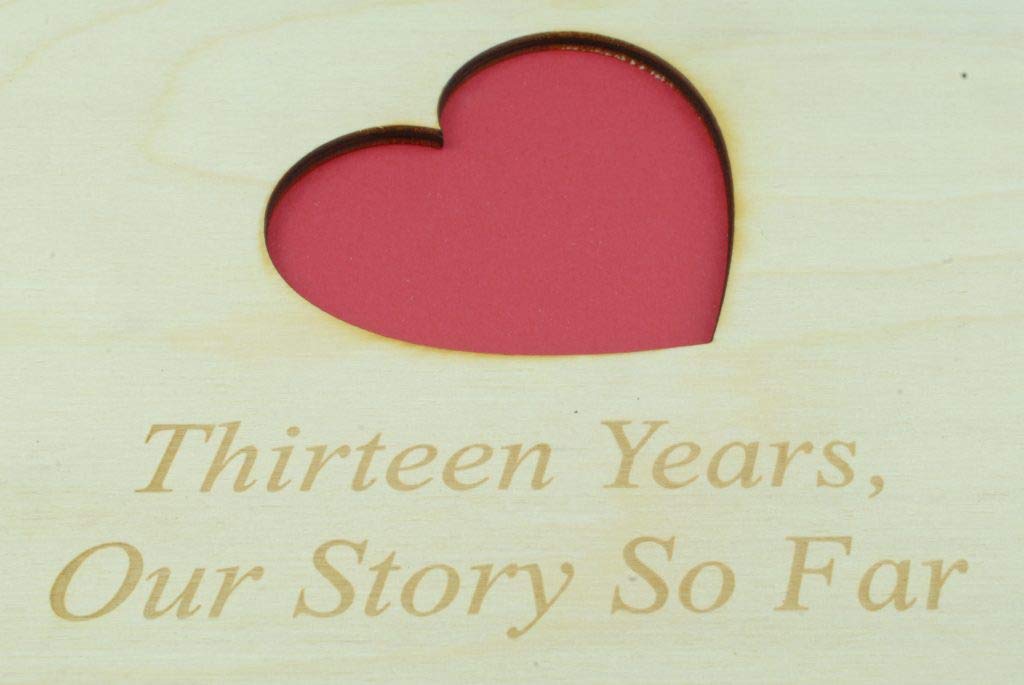 13 Year Anniversary Wooden Scrapbook - Romantic Keepsake Gift for Wife or Girlfriend | Wedding Anniversary, Valentine's Day & Special Occasions