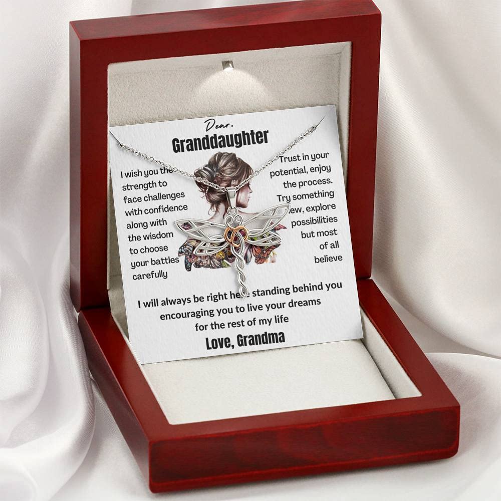WISHICIOUS Granddaughter Necklace - Heartfelt Gift from Grandma for Birthday, Graduation & Christmas | Elegant Jewelry for Granddaughters to Cherish | Perfect for Special Occasions & Family Bonding
