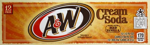 A&W Cream Soda - 12 Pack (12 Fl Oz Cans) | Refreshing Vanilla Flavored Soda for Parties, BBQs & Family Gatherings