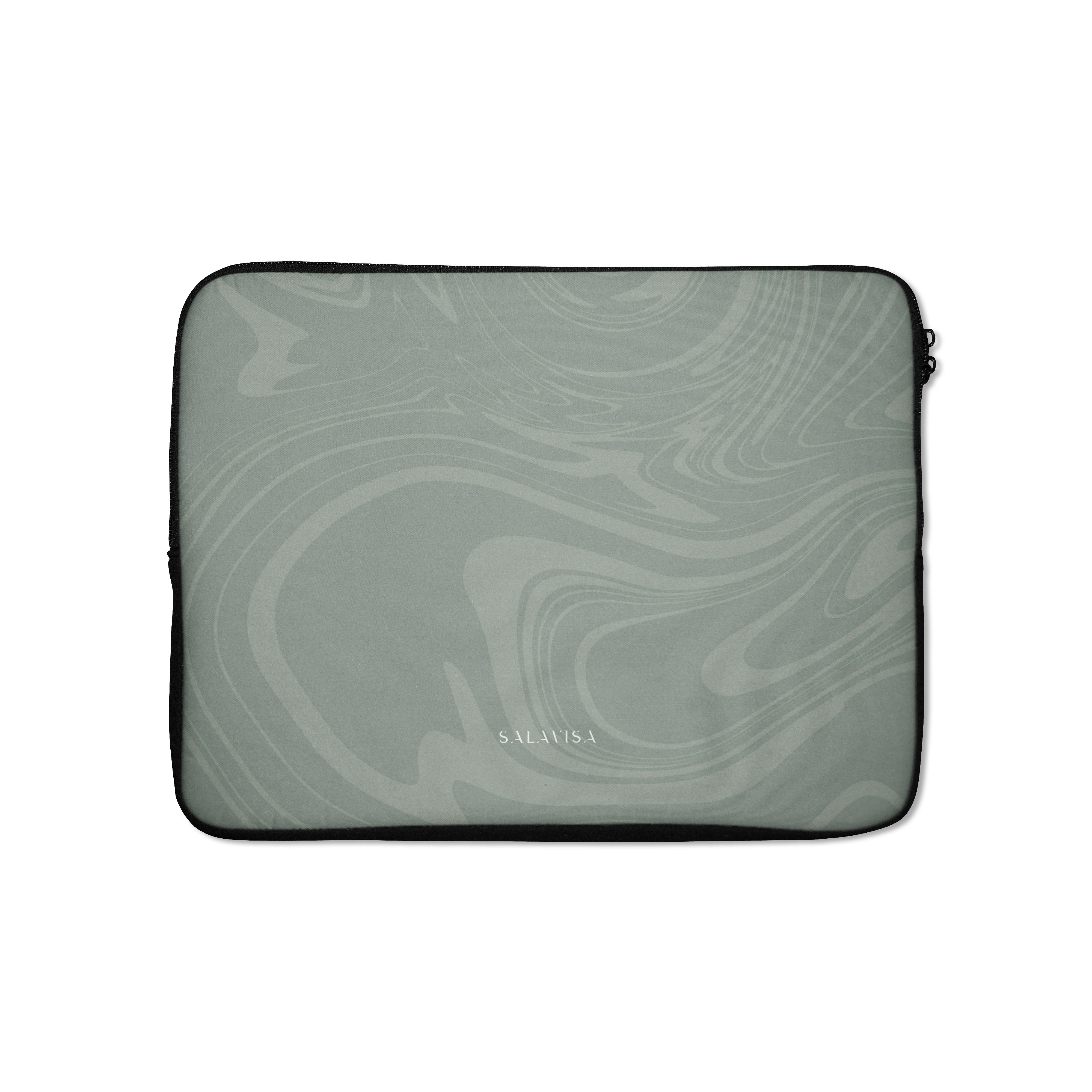 Light Green Swirl Laptop Sleeve 13-15 Inch - Waterproof Protective Case for MacBook Air/Pro - Perfect for Work, Travel & School Accessories