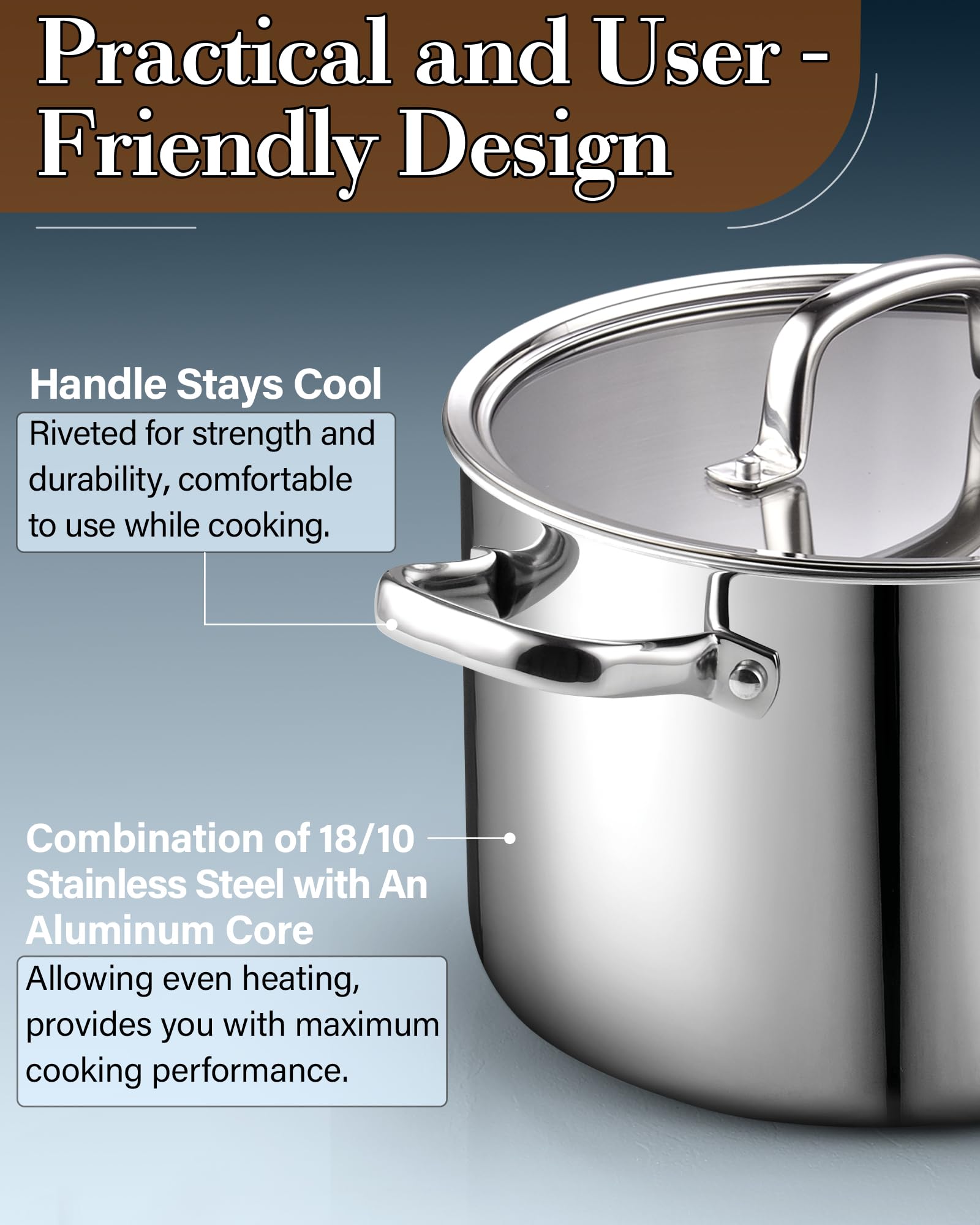 Cook N Home 7-Piece Tri-Ply Clad Stainless Steel Cookware Set - Induction Ready Pots and Pans with Tempered Glass Lids, Dishwasher Safe Silver Kitchen Set for Professional Cooking & Home Use