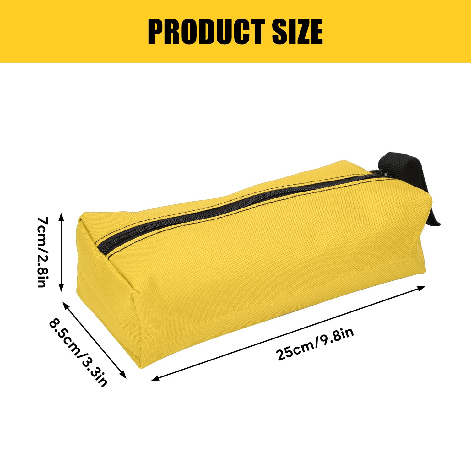 2Pcs 9.8x3.3x2.8in Small Tool Bag with Wristband - Durable Multi-Pocket Tool Pouch Organizer for Screwdrivers, Pliers, Nut Drivers - Portable Tool Storage for Electricians, Mechanics & DIY Projects (Yellow)
