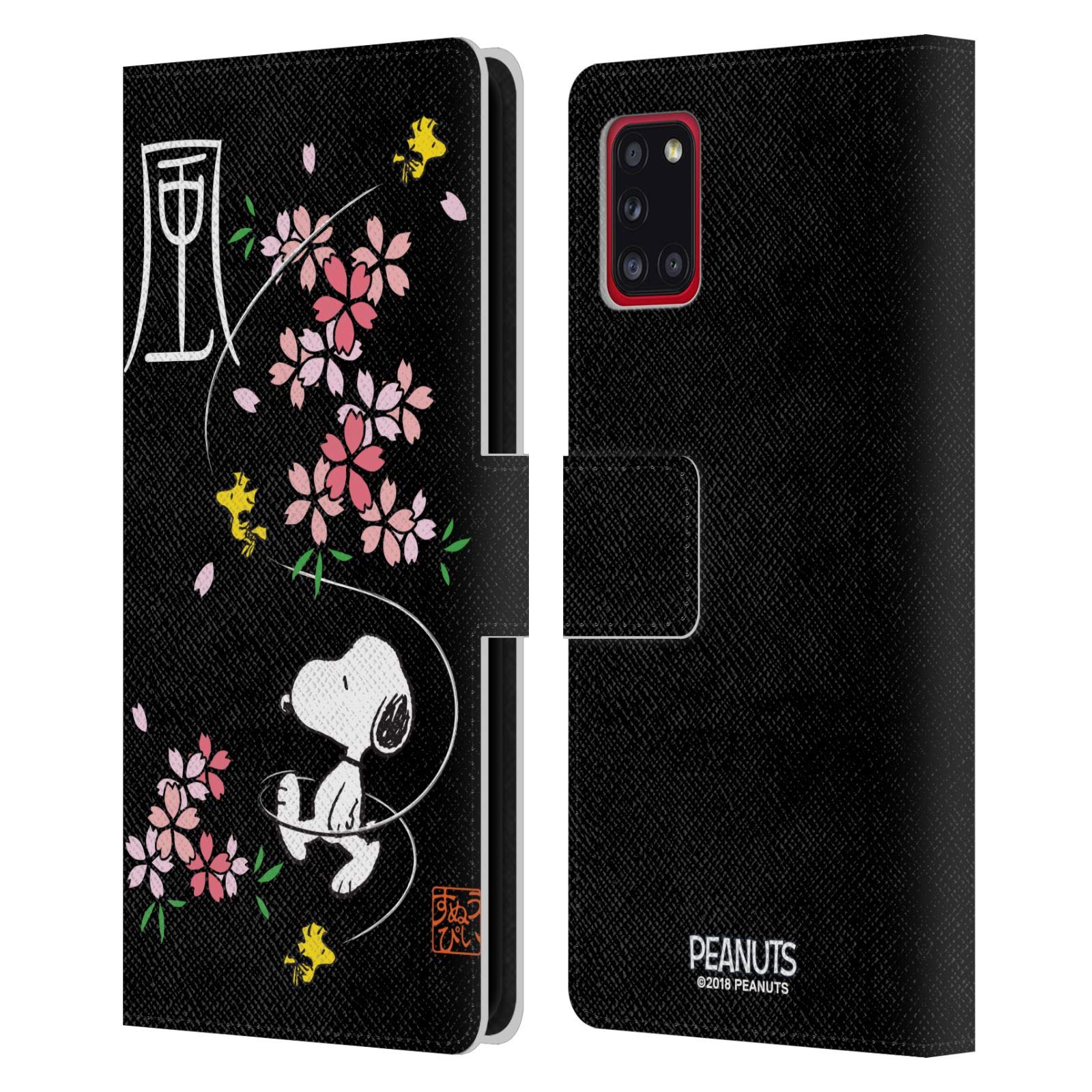 Head Case Designs Officially Licensed Peanuts Cherry Blossoms Oriental Snoopy Leather Book Wallet Case Cover for Samsung Galaxy A31 (2020) - Perfect for Travel, Work, and Everyday Protection