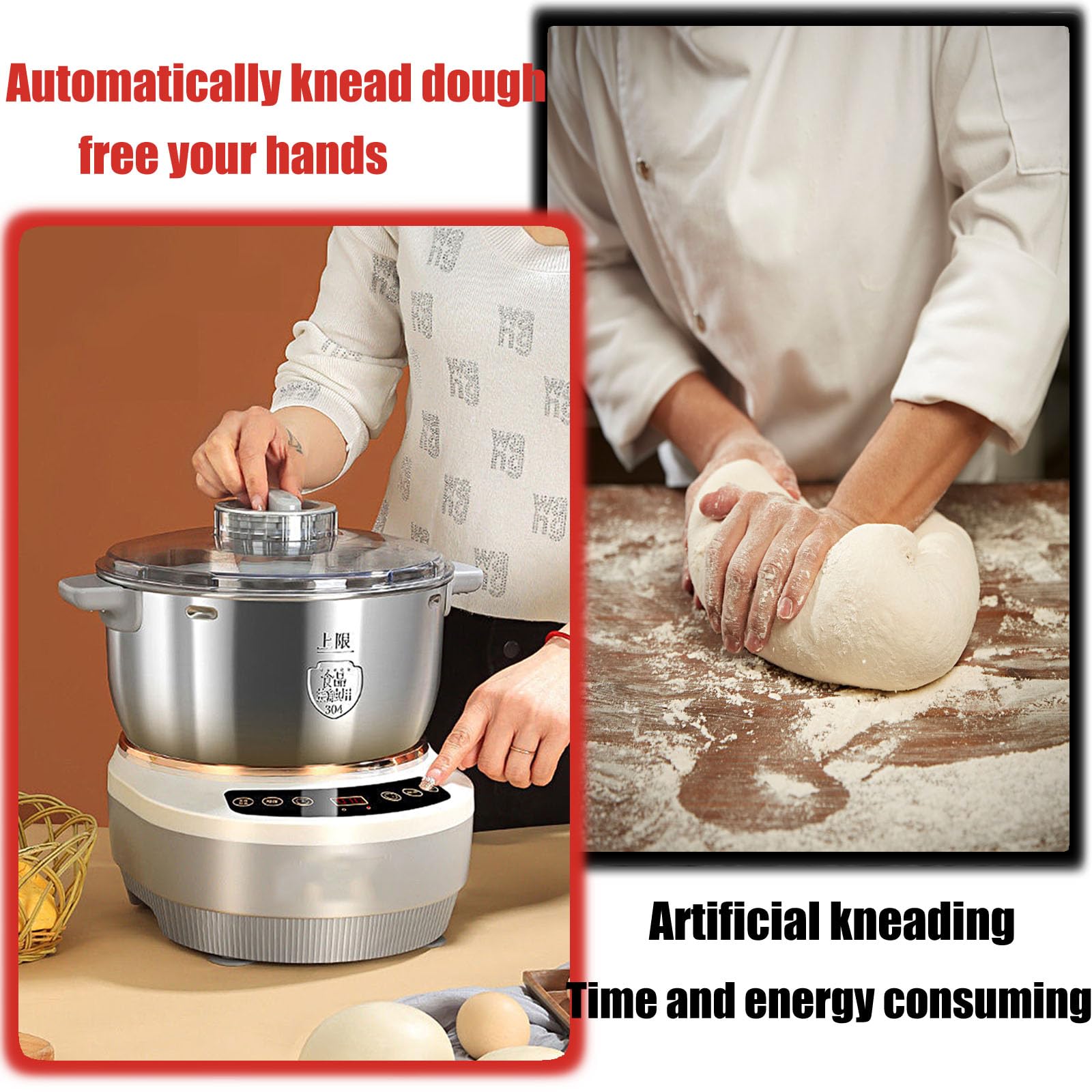Professional 7L Stand Mixer with Ferment Function - KitchenAid Style Electric Dough Maker with Microcomputer Timing, Touch Panel & 304 Stainless Steel Bowl - Perfect for Baking Bread, Cookies, Cakes & Pastries at Home