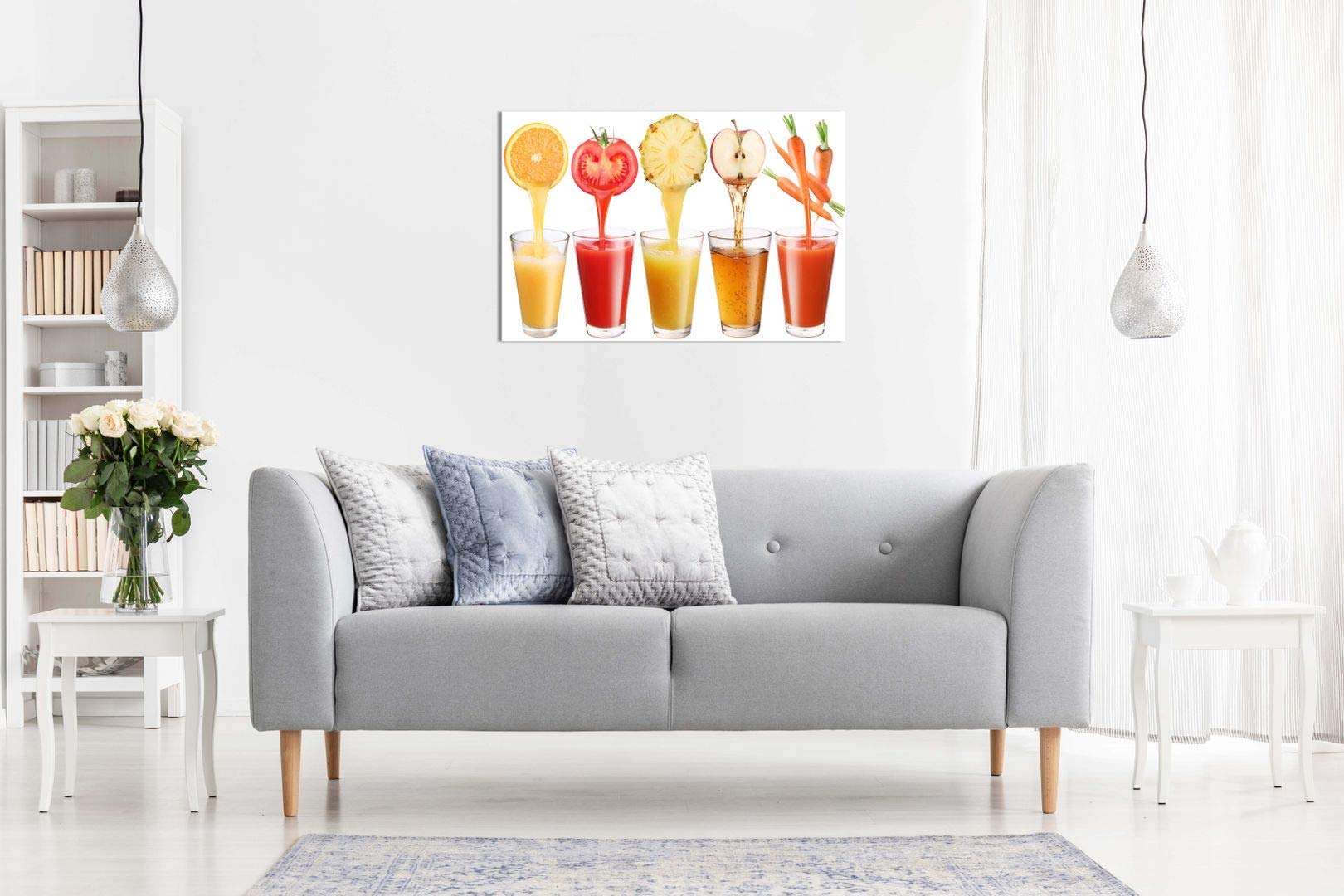 Premium Fruit Juice Food Kitchen Wall Art Canvas Print - 24x16 Inches - Modern Home Decor for Kitchen, Dining Room, or Cafe