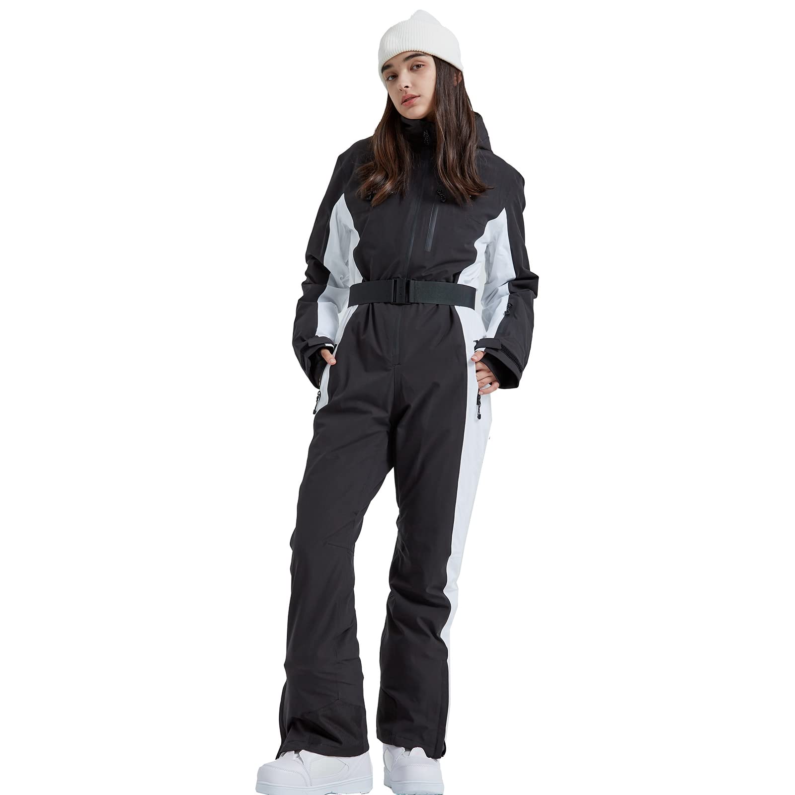 HOTIAN Women's Slim Fit Waterproof Ski Suit - One Piece Snowboard Jumpsuit for Winter Outdoor Activities | Warm & Comfortable Snowsuit for Skiing, Snowboarding & Cold Weather Adventures