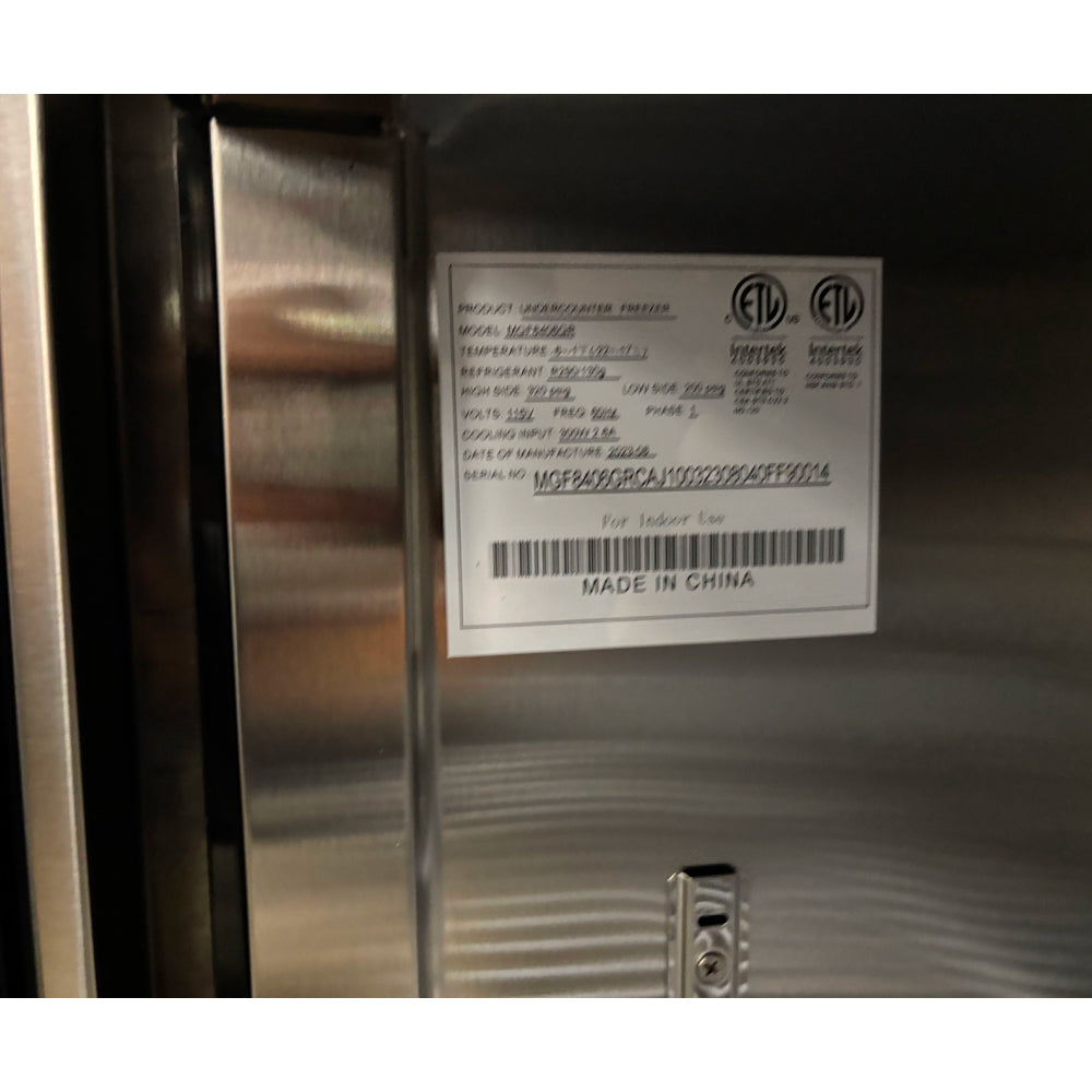 Atosa MGF8406 48-Inch 2-Door Undercounter Freezer - 13.4 Cu.Ft. Commercial Grade Refrigerator for Restaurants, Bars & Cafes - Energy Efficient & Space Saving Design