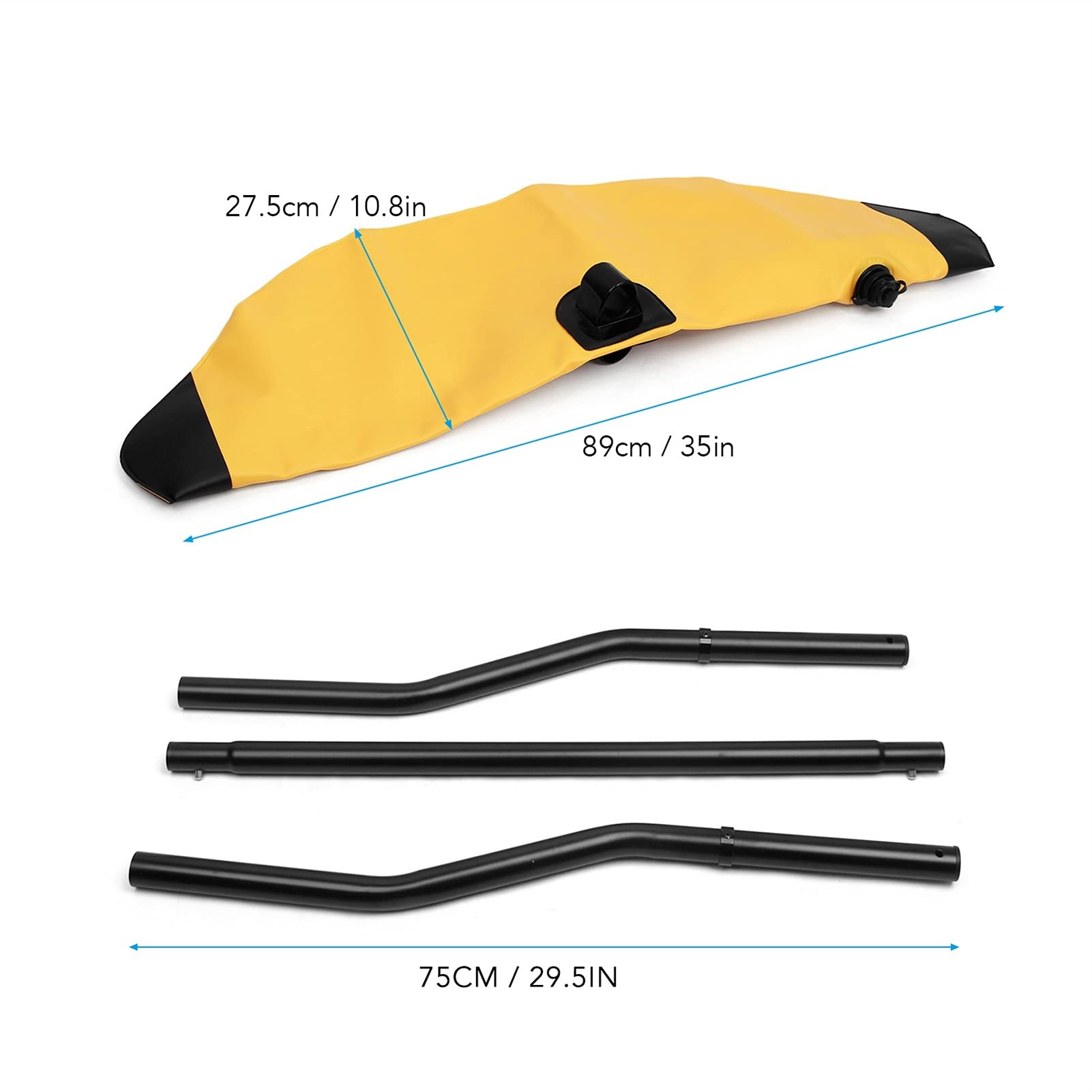 **Inflatable Kayak Outrigger Stabilizer Kit - PVC Sidekick Arms & Fishing Rod Holder - Yellow - Enhance Stability for Kayak Fishing & Standing Paddling**
