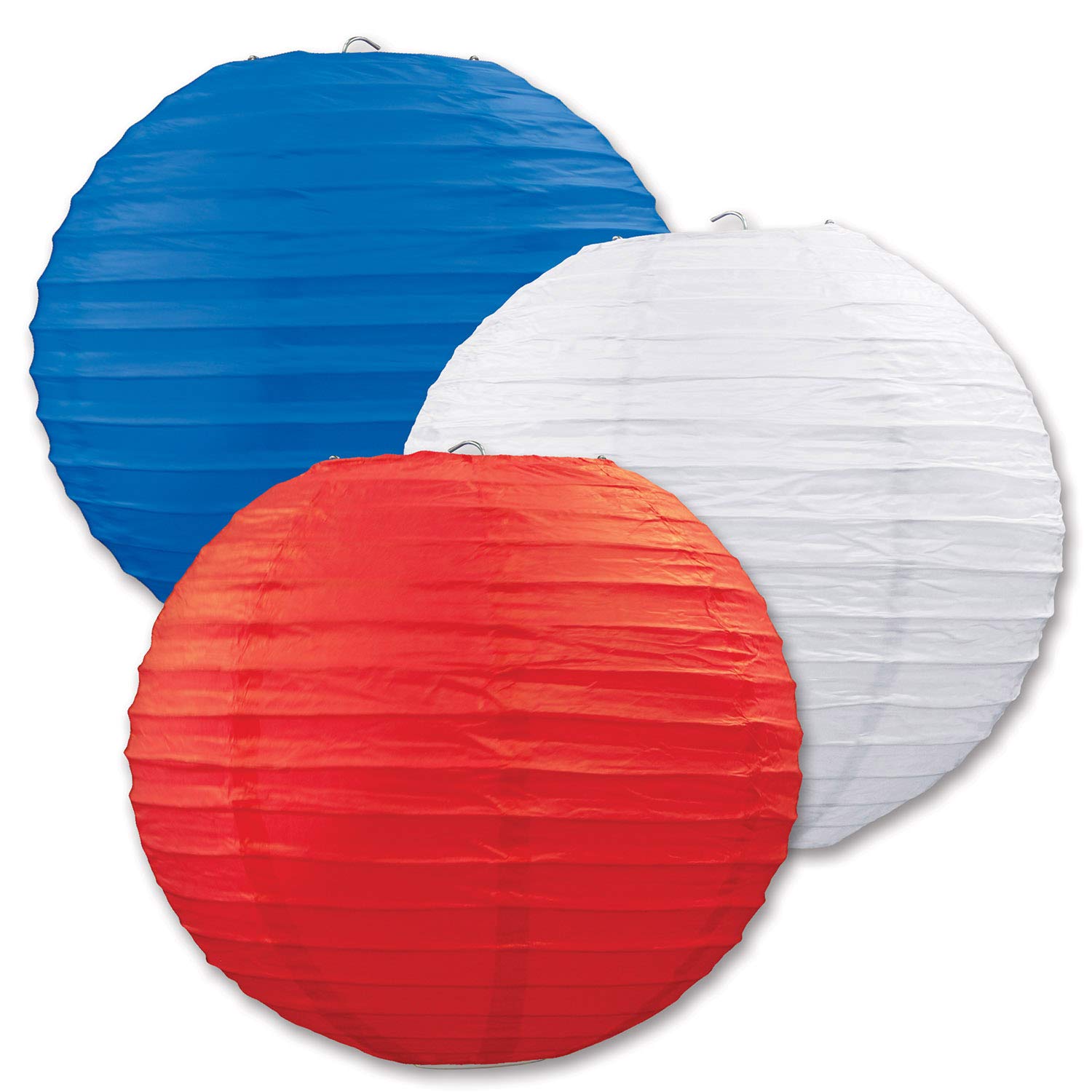 Beistle Red White & Blue Paper Lanterns - Patriotic Party Decorations for 4th of July, Memorial Day & Labor Day Celebrations