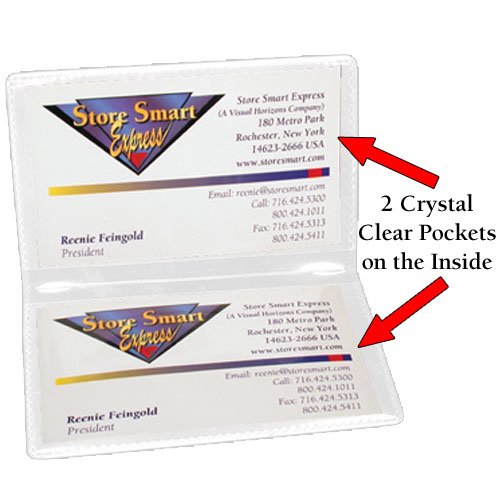 StoreSMART - 100 Pack Clear Folding Business Card Holders - Durable Polypropylene Plastic Card Cases for Networking, Trade Shows & Office Organization (RPP2915C-100) - Perfect for Professionals, Events and Business Meetings