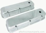 Polished Aluminum BB Chevy Tall Valve Cover - Plain with Hole & Baffled (Includes Grommets & Bolts) | High-Performance Engine Upgrade for Classic Muscle Cars & Hot Rods