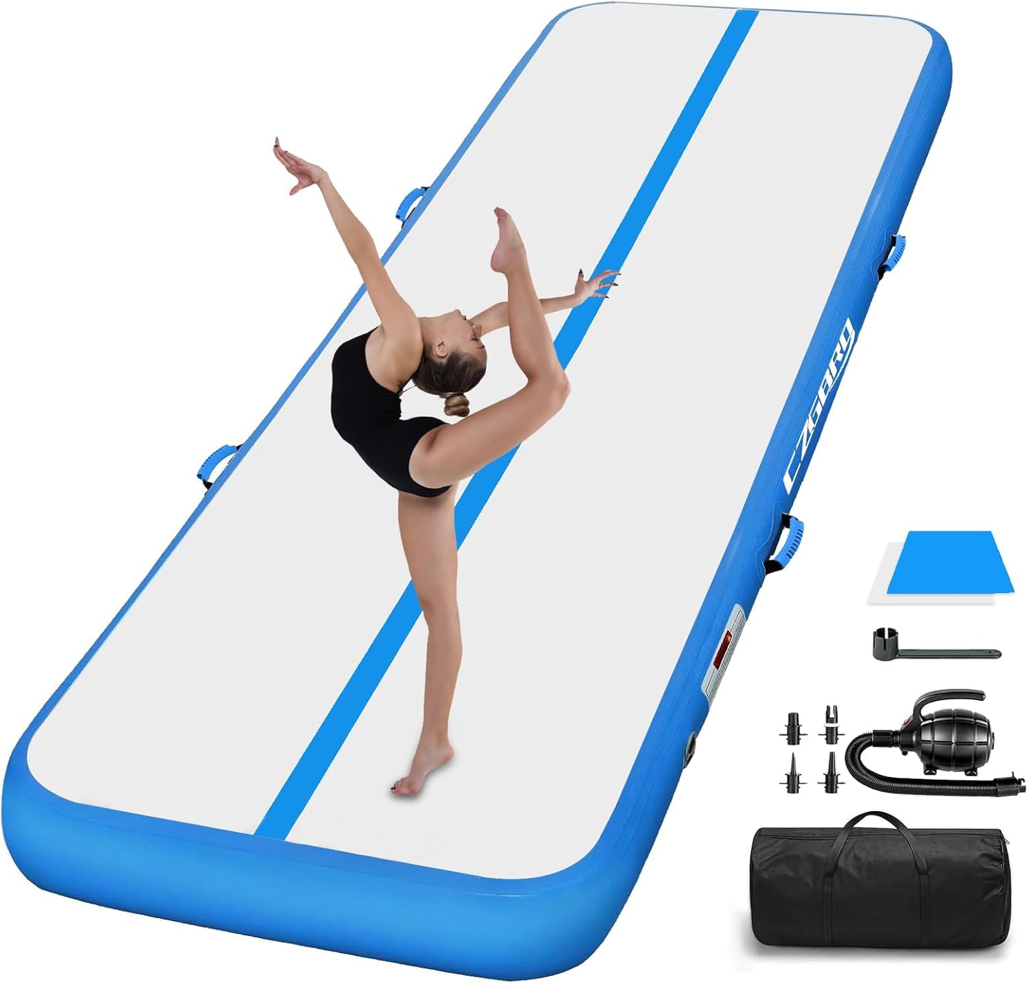 Inflatable Air Mat Tumbling Track - Portable Gymnastics Training Mat with Electric Pump for Home, Cheerleading, Kids Gym & Yoga | Perfect for Indoor Exercise, Backyard Play & Fitness Training