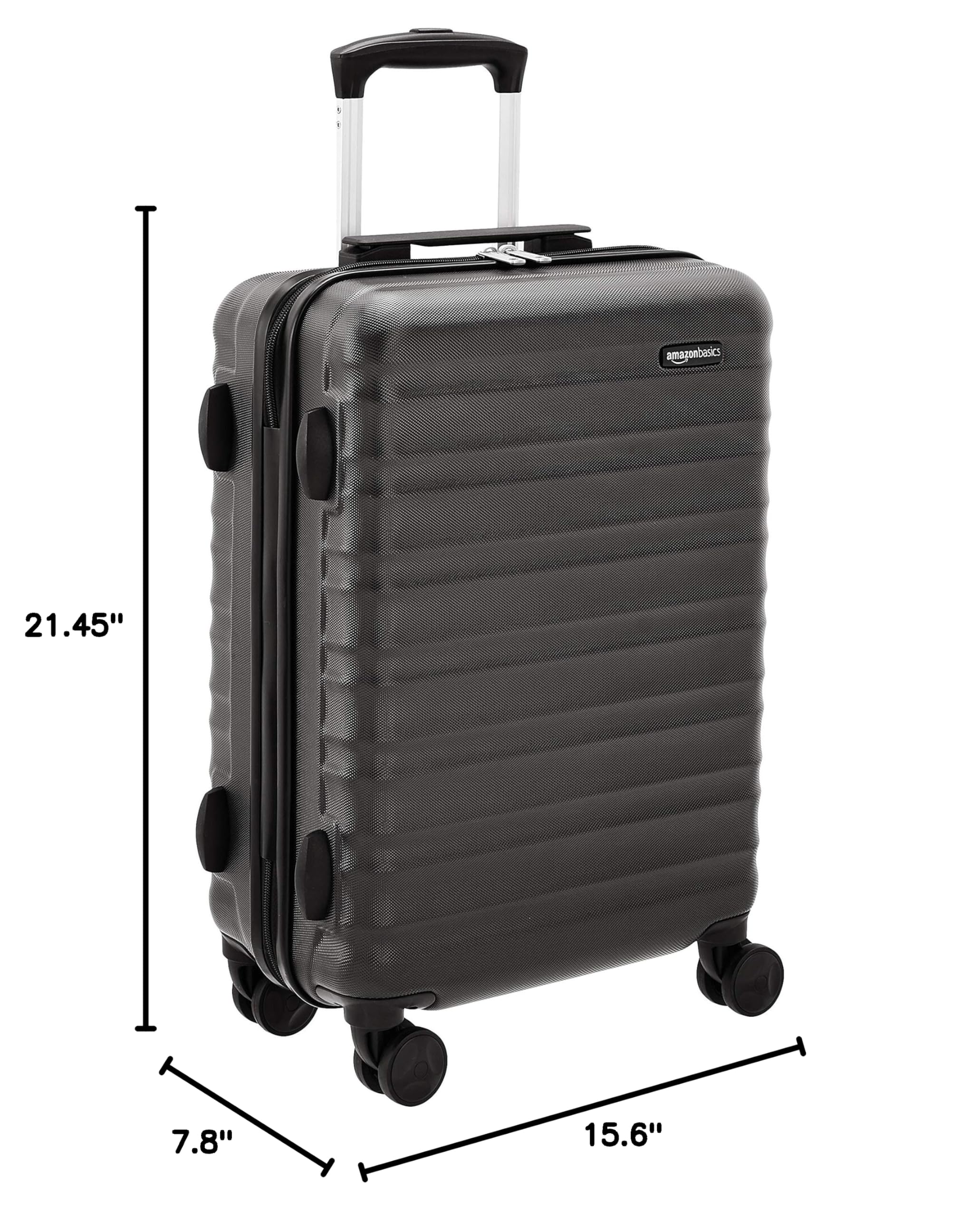 Amazon Basics 20-inch Hardside Carry On Luggage with 360° Spinner Wheels & Scratch-Resistant Surface - Black | Perfect for Air Travel, Business Trips & Weekend Getaways