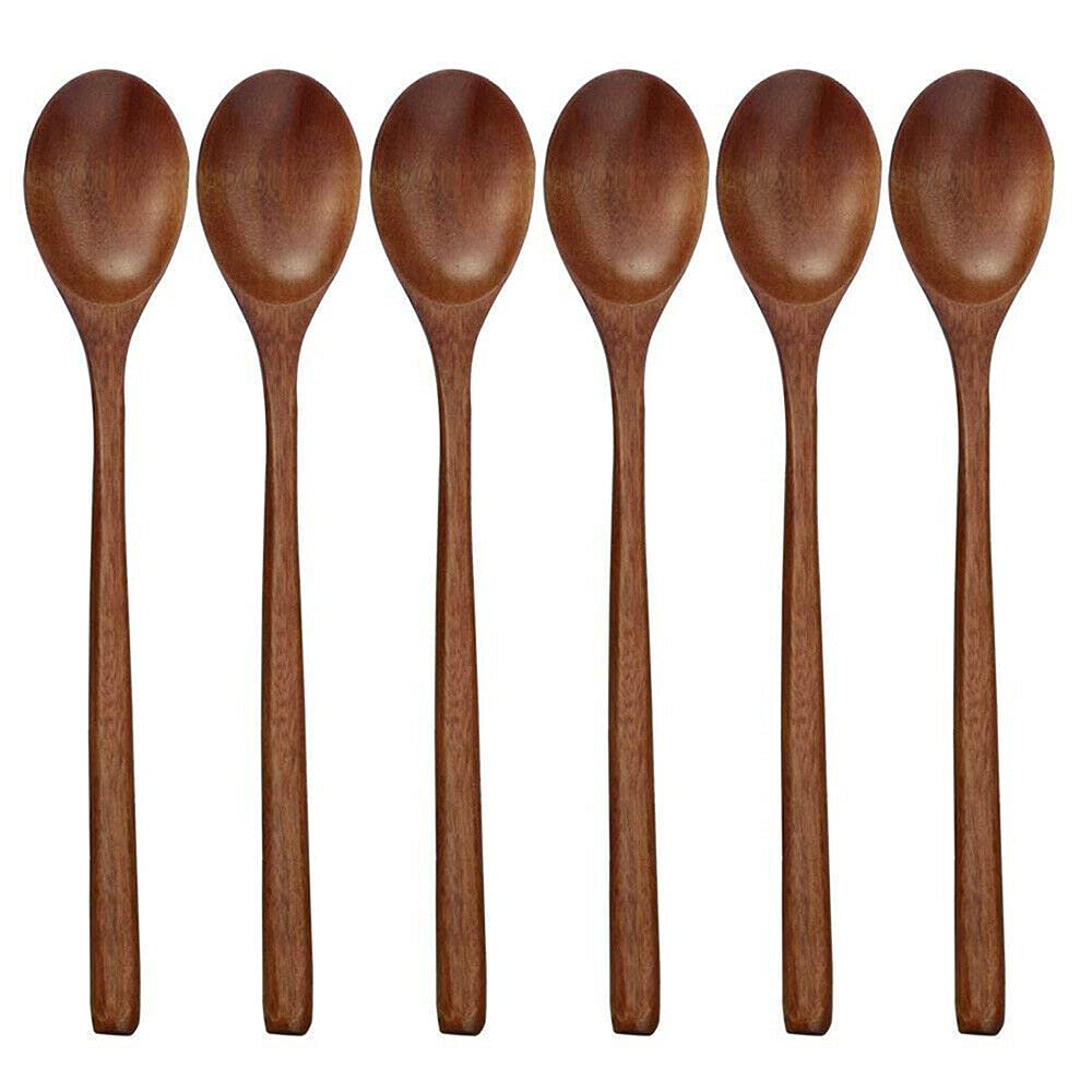 TEAMWILL 12-Piece 9-Inch Wooden Spoons Set - Japanese Style Long Handle Kitchen Utensils for Cooking, Mixing, Stirring Soup & Baking - Perfect for Home Chefs & Restaurant Use