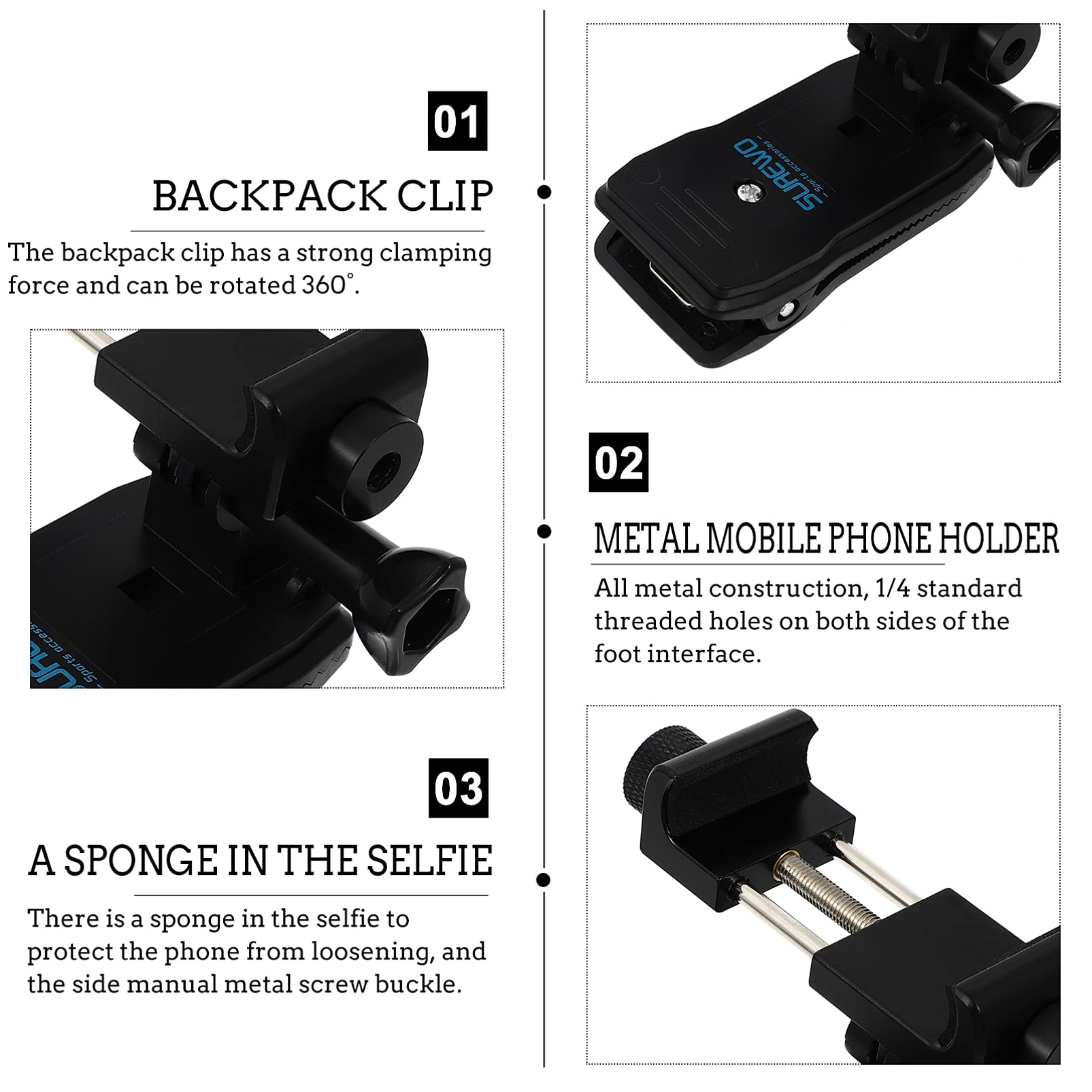 UKCOCO Backpack Phone Clip - Anti-Slide Mount for Travel & Hiking