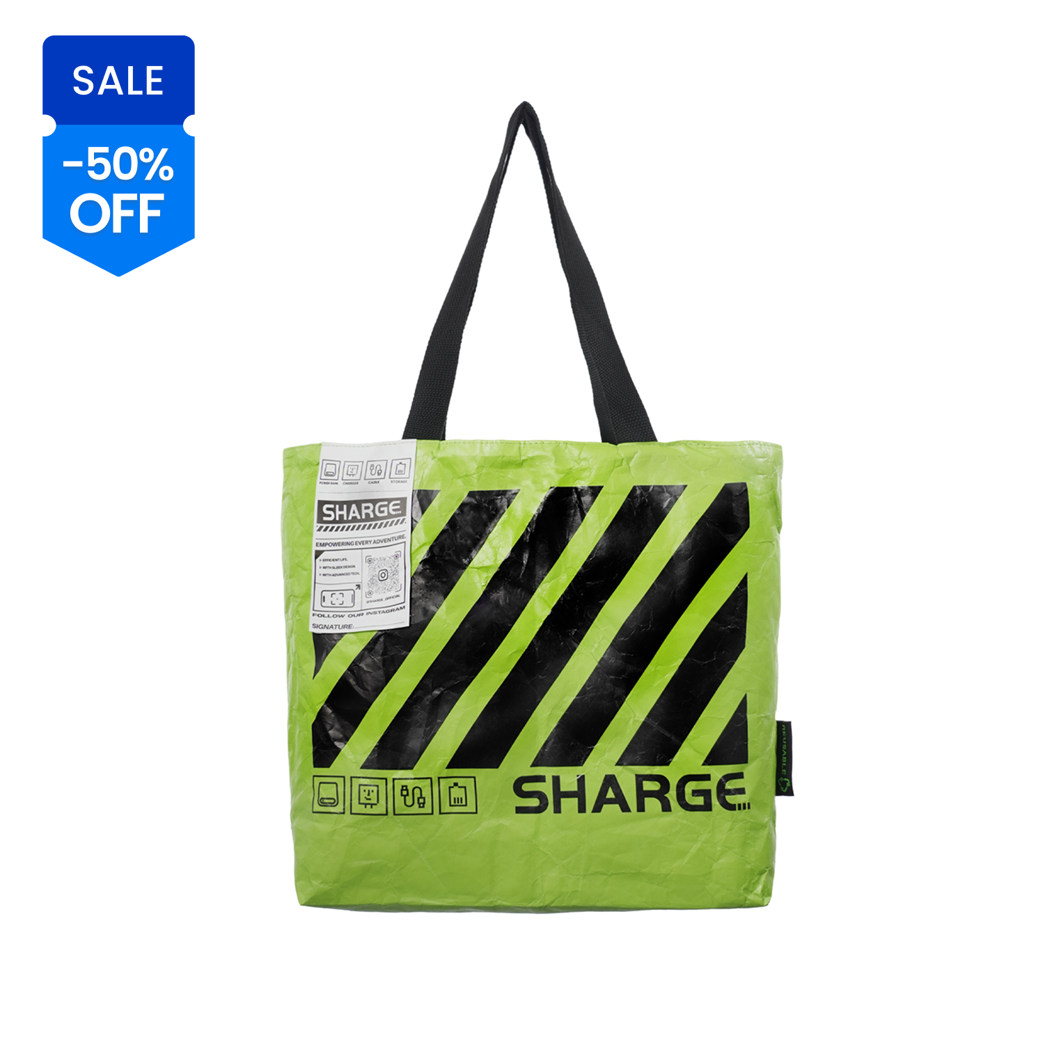 Sharge Tote Bag - Stylish & Durable Reusable Shopping Bag for Women & Men - Perfect for Groceries, Beach, Work & Travel
