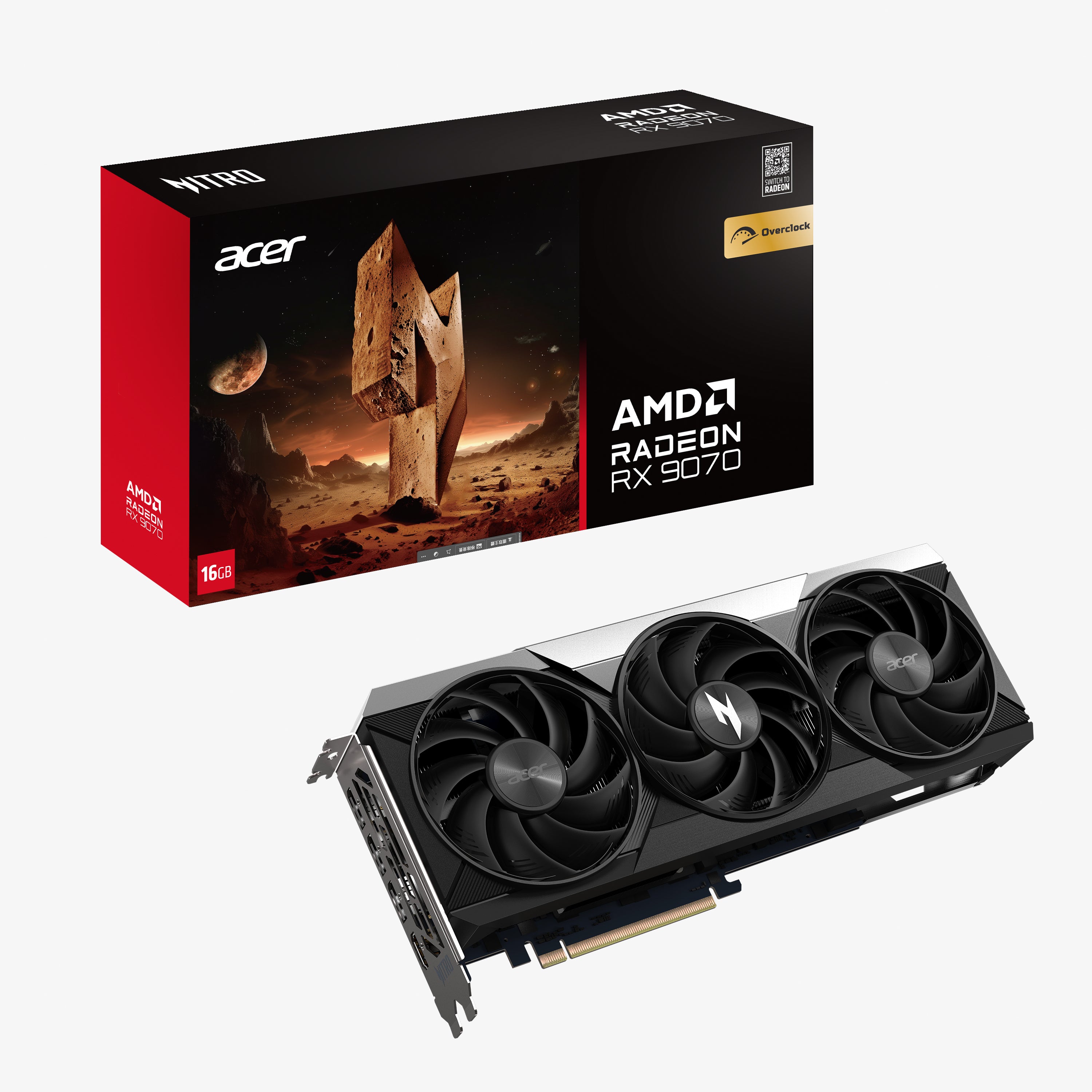 Acer Nitro Radeon RX 9070 OC 16GB GDDR6 PCIe 4.0 Gaming Graphics Card - High Performance for 4K Gaming, Video Editing & VR | Perfect for PC Builders & Streamers