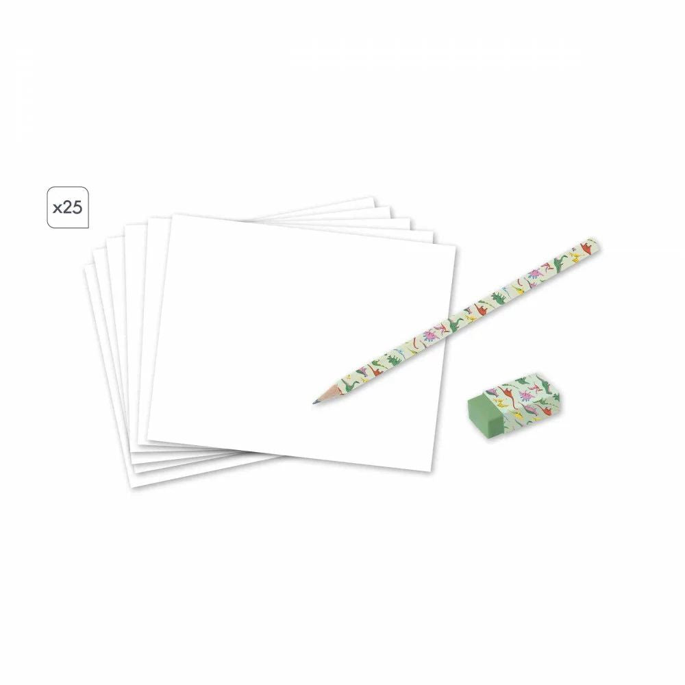 Janod Step by Step Drawing Kit - Learn to Draw Dinosaurs for Kids | Fun Educational Art Activity for Home & Classroom