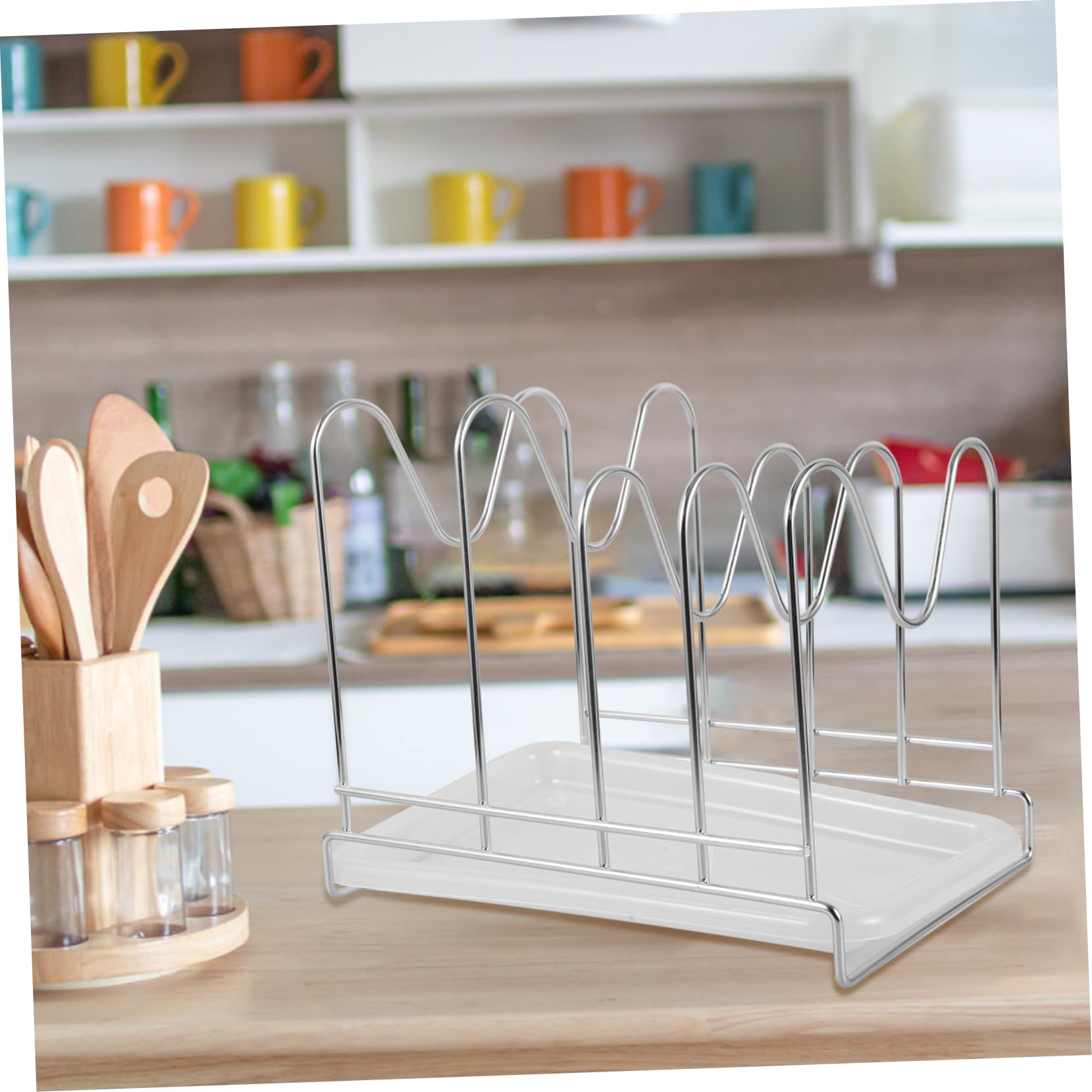 IMUSINICE Stainless Steel Water Tray & Cutting Board Organizer Rack - Baking Pan Storage Solution for Kitchen Countertop Organization | Perfect for Drying Dishes, Organizing Cutting Boards & Baking Sheets