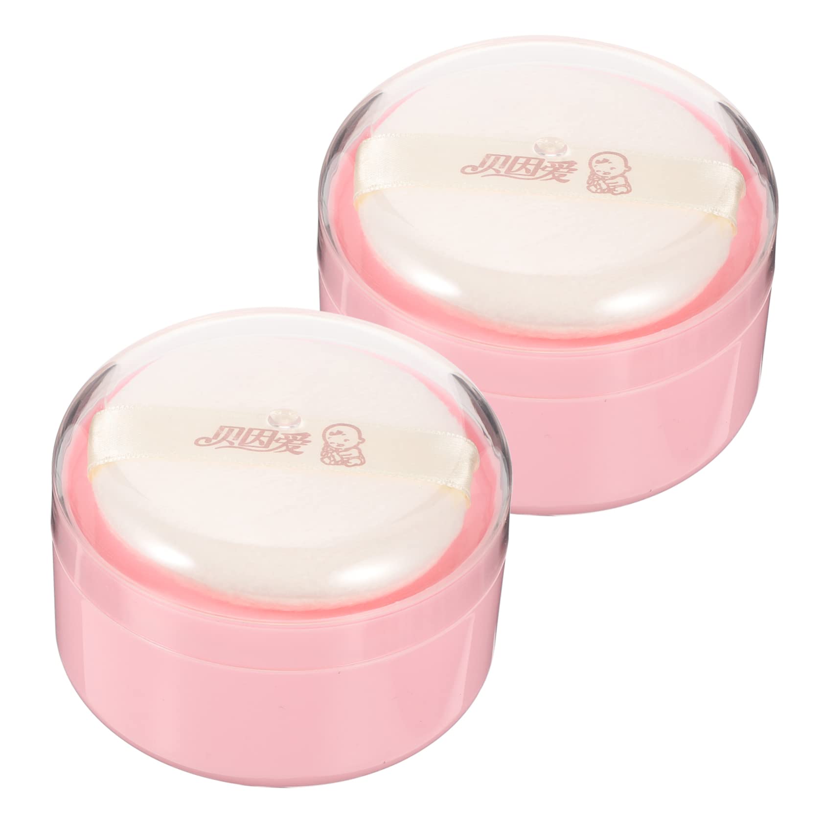 TOYANDONA 2-Piece Empty Powder Puff Box Set - Portable Body & Baby Powder Container for Loose & Pressed Powders | Compact Synthetic Sponge Case for Makeup, Travel & Home Use (Pink)