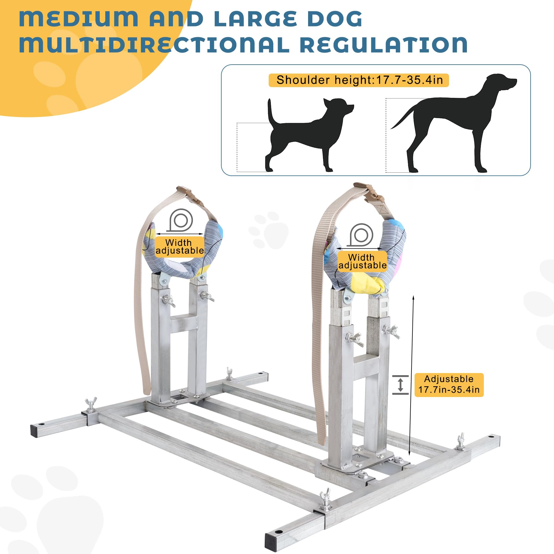 Stainless Steel Adjustable Dog Breeding Stand for Large Dogs - Multi-Specification (17.7in-35.4in Shoulder Height) | Perfect for Professional Breeders, Veterinary Clinics & Home Dog Breeding | Durable & Easy to Clean