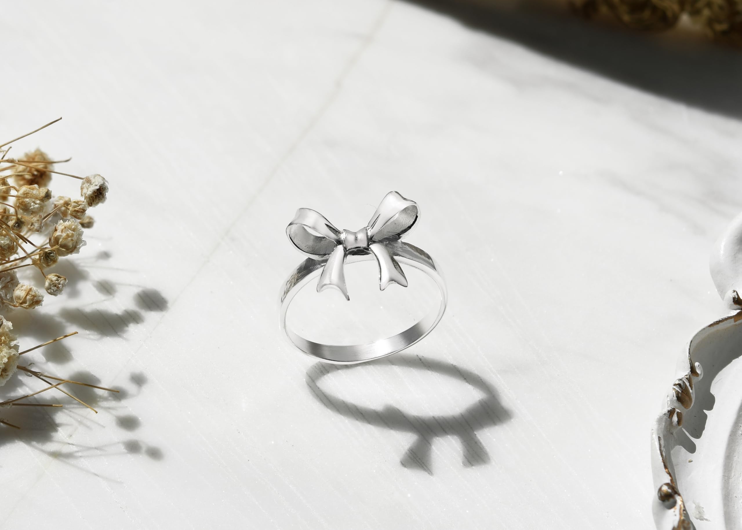 Adorable .925 Sterling Silver Bow Ring - Elegant Ribbon Jewelry for Women | Perfect for Weddings, Parties & Everyday Wear