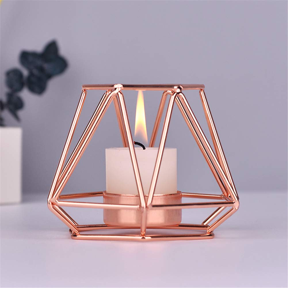 Luxury Golden Wrought Iron Candle Holder - Rose Gold European Style Candlestick for Romantic Table Decor, Wedding Centerpiece & Home Decoration (Small Size) - Perfect for Dining Tables, Bedroom Ambiance & Gift Giving