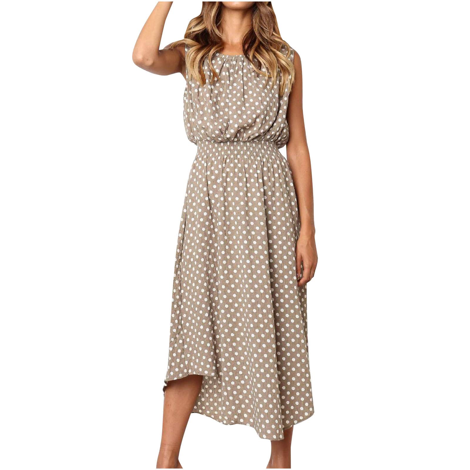 2022 Women's Summer Dresses - Sleeveless Sexy Casual Floral Print Cold Shoulder Maxi Dress with Pockets | Perfect for Beach Vacations, Date Nights & Summer Parties