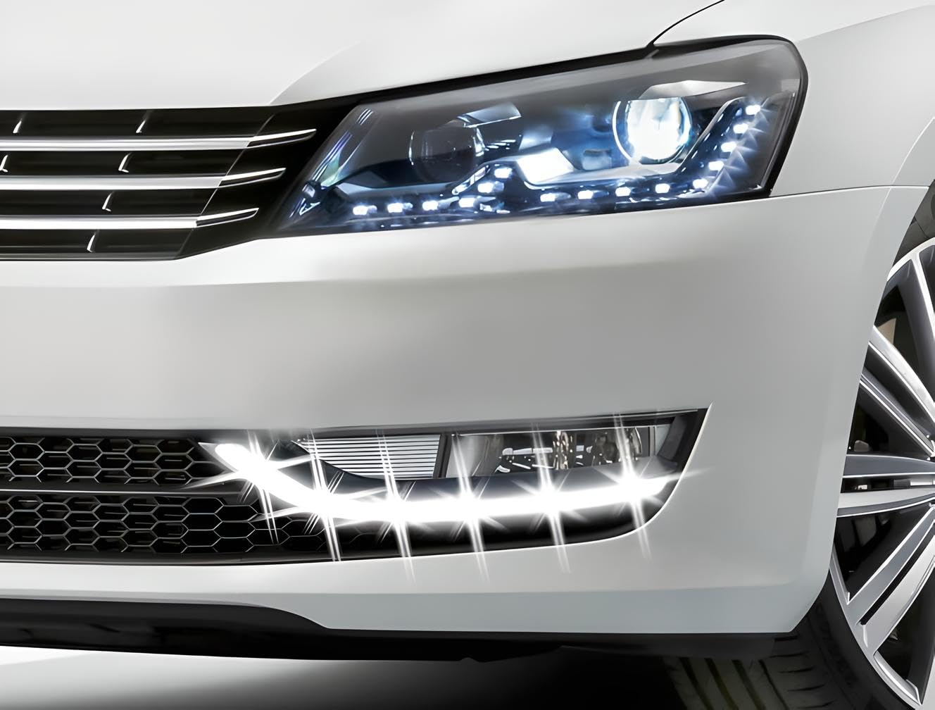 iJDMTOY Switchback LED Daytime Running Lights for 2012-2016 Volkswagen Passat - OEM Fit LED DRL Fog Bezel Assembly with White Daylight & Amber Turn Signals - Perfect for Enhanced Visibility and Style on the Road