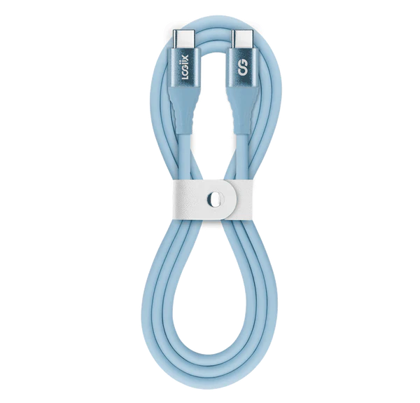 Vibrance Silicone USB C to USB C Cable 1M/3.3ft Fast Charging & Data Sync Durable Flexible Blue - Perfect for Phones, Tablets & Laptops