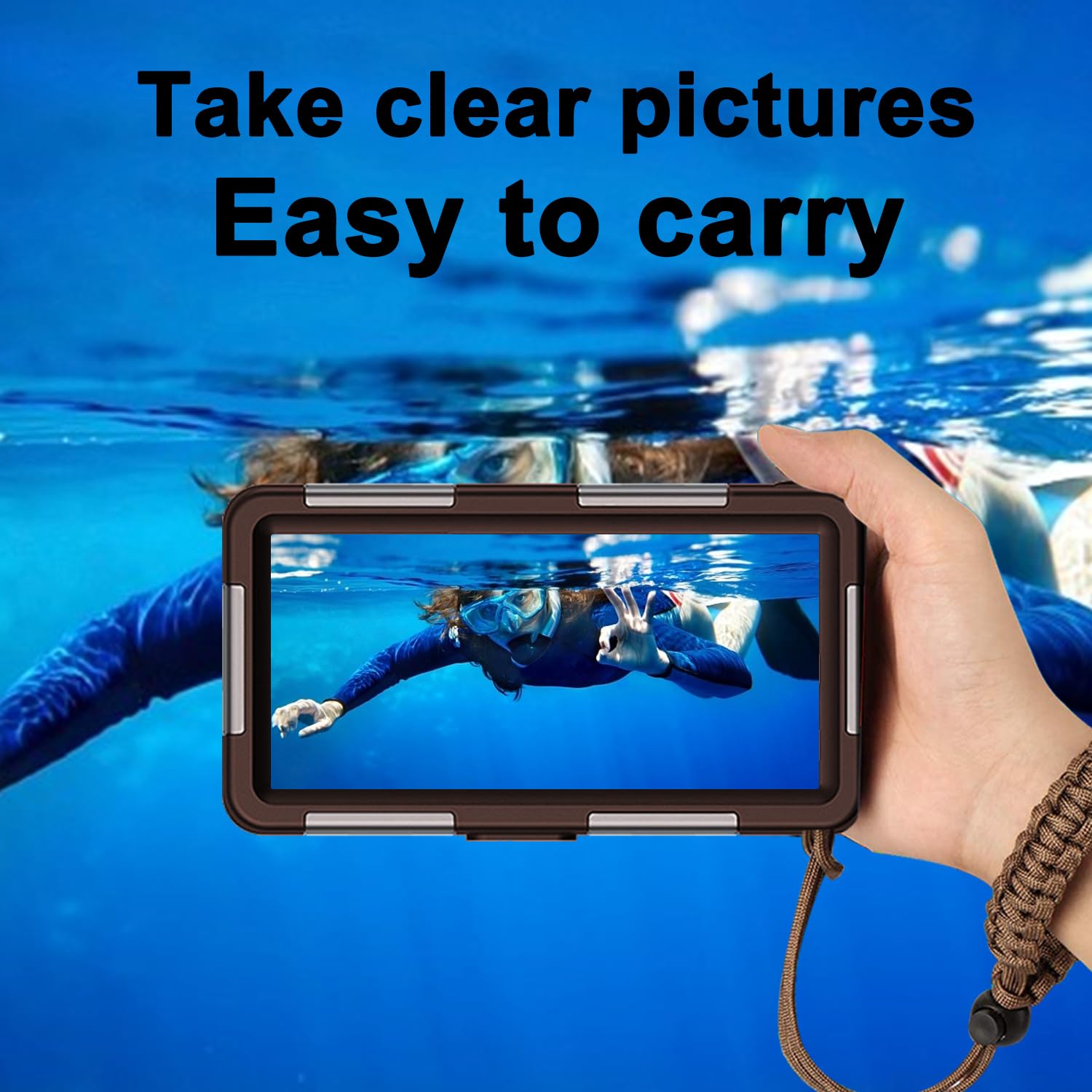 Waterproof Snorkeling & Diving Phone Case for iPhone 11/12/13/15 Pro Max & Samsung Galaxy S23/Note10/9/8 Ultra - 50ft Deep Underwater Protection - HD Photo & Video Cover (Chocolate/Beige) - Perfect for Beach Vacations, Pool Parties & Water Sports Adventures