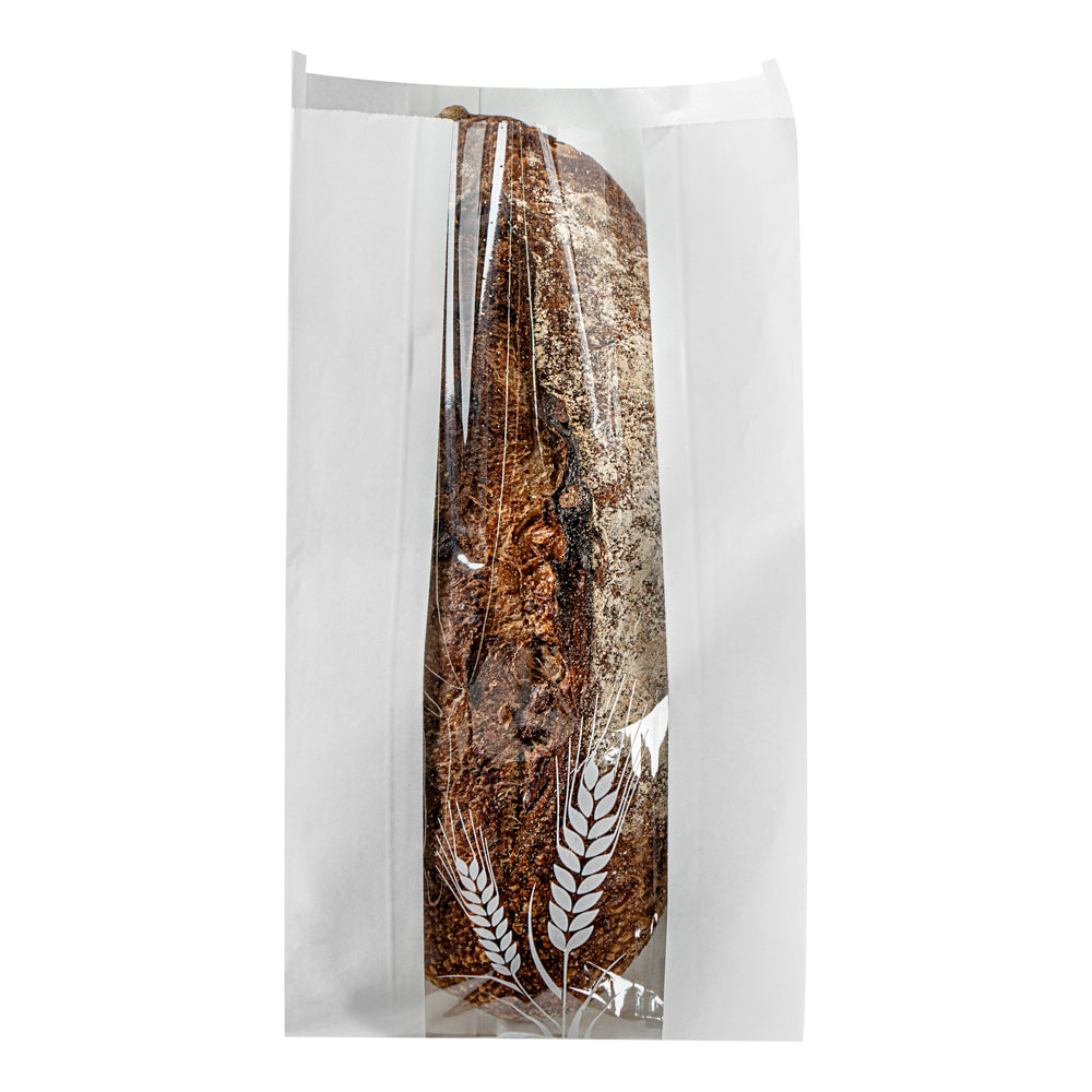 Premium White Micro-Perforated Bread Bags - Greaseproof, Wheat Pattern Design (5.75