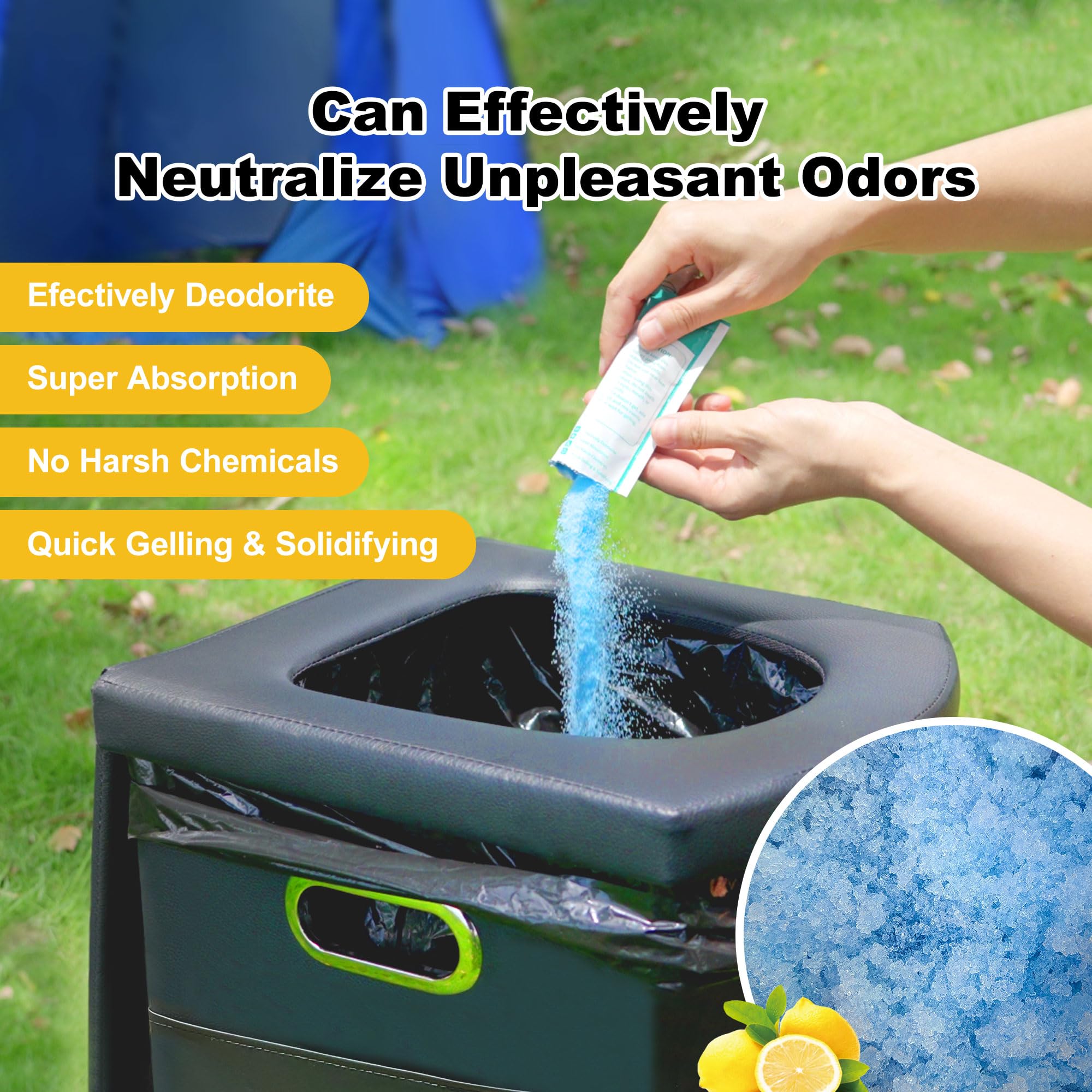 8 Gallon Portable Toilet Bags with Drawstring - Leak-Proof Camping Toilet Waste Bags for Hiking, Travel, Emergency & Outdoor Activities - Ideal for Camping Trips, Road Trips & Disaster Preparedness Kits