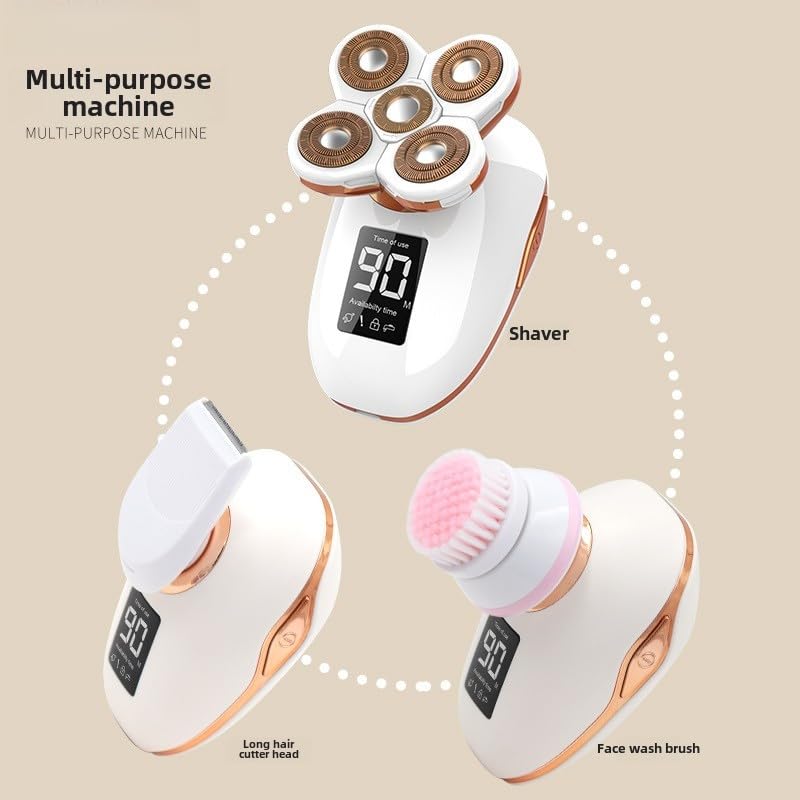 3-in-1 Rechargeable Electric Razor for Women - Wet & Dry Hair Remover with Detachable Head for Legs, Arms & Bikini Area | Rose Gold Shaver for Smooth Skin at Home & Travel