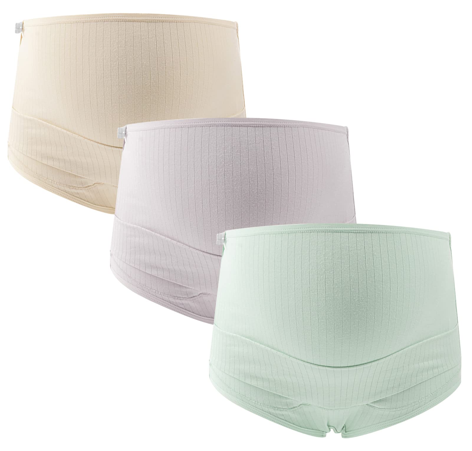 FEOYA Women's Maternity Underwear - Over Bump Cotton Pregnancy Panties, Plus Size High Waist Seamless Briefs (3 Pack) - Comfortable for Daily Wear & Sleeping During Pregnancy