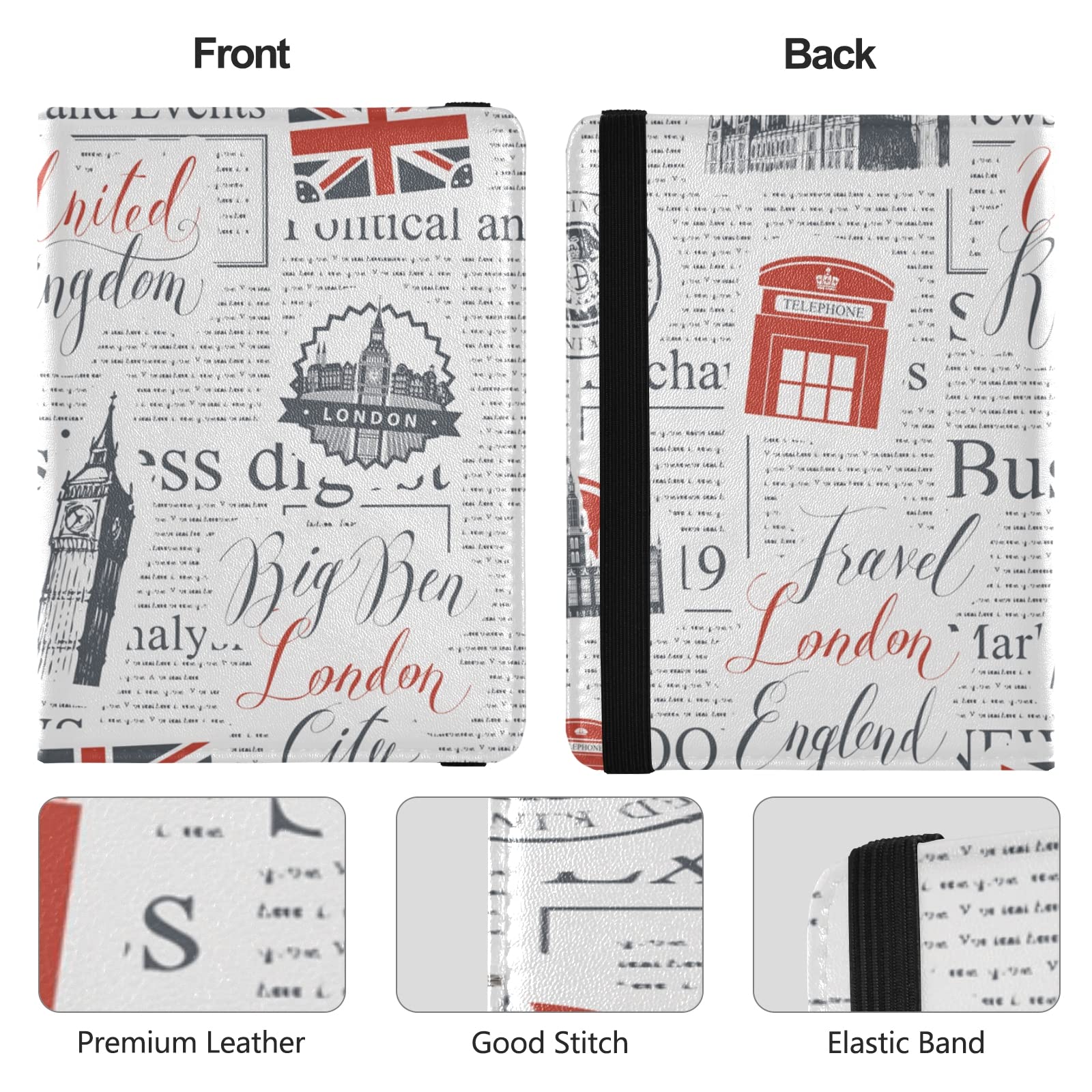 UK London Flag Leather Passport Holder - RFID Blocking Travel Wallet with Multiple Card Slots for Women, Men & Kids | Perfect for International Travel, Business Trips & Vacation