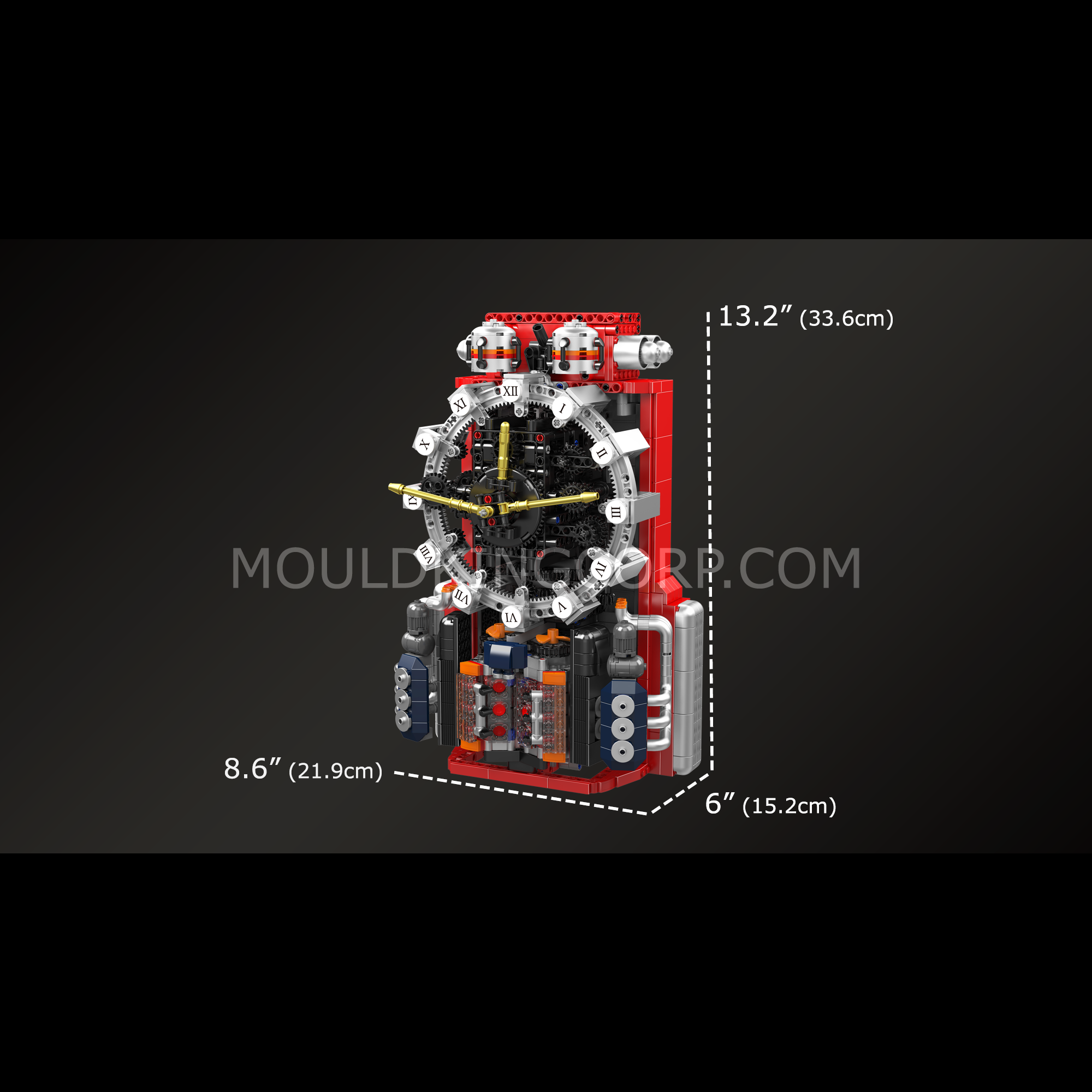 Mould King 10187 Cyberpunk Mechanical Clock Building Set - 1,601 Piece DIY Model Kit for Adults | Collectible Display & STEM Educational Toy for Home Office Decor