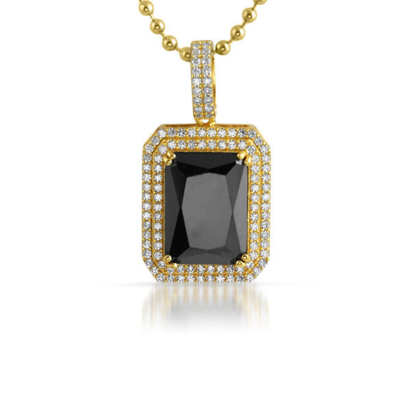 Black Stone Gold 925 Sterling Silver 2 Row Iced Out Pendant Necklace for Men & Women - Perfect for Parties, Gifts & Everyday Fashion